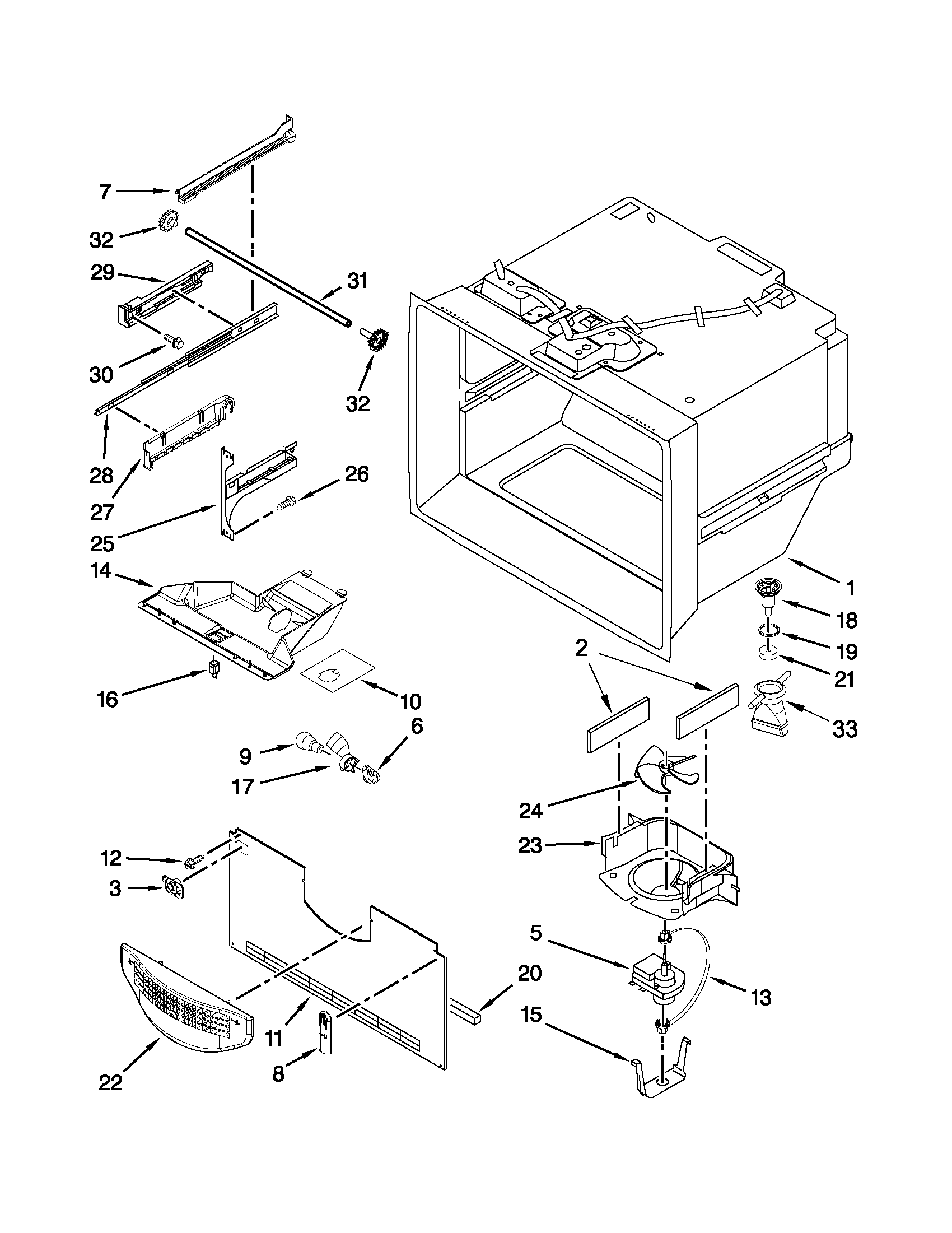 KitchenAid 5KRFX9000M00 freezer liner parts diagram