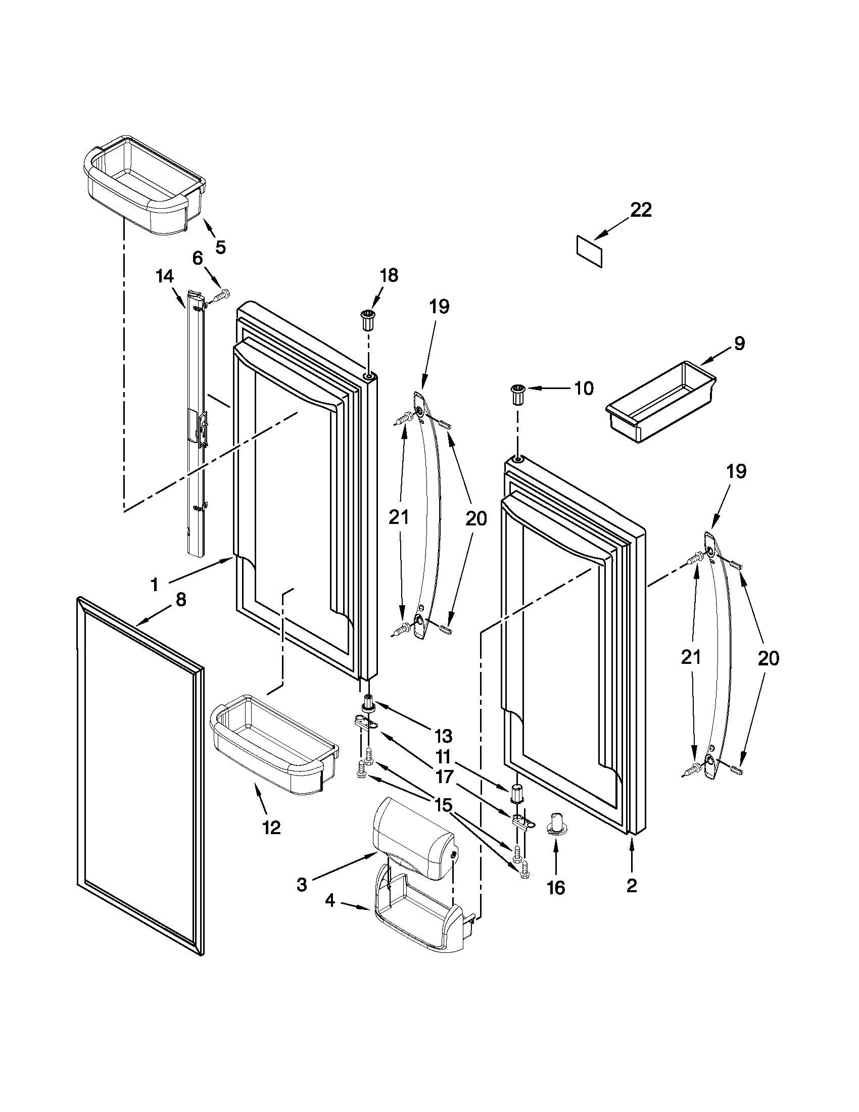 KitchenAid 5KRFX9000M00 refrigerator door parts diagram
