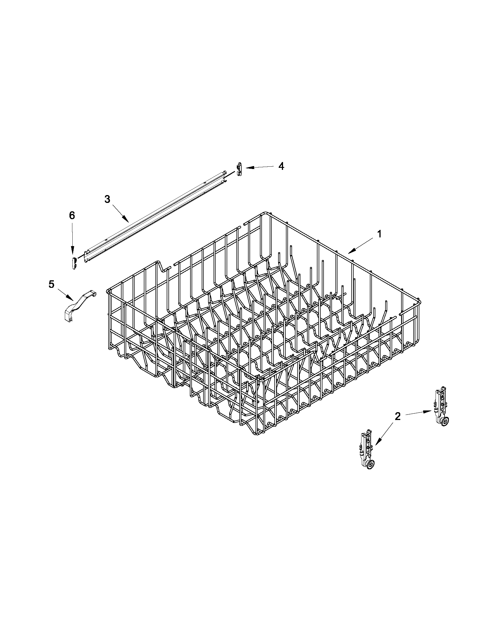 Whirlpool WDF310PLAT3 upper rack and track parts diagram