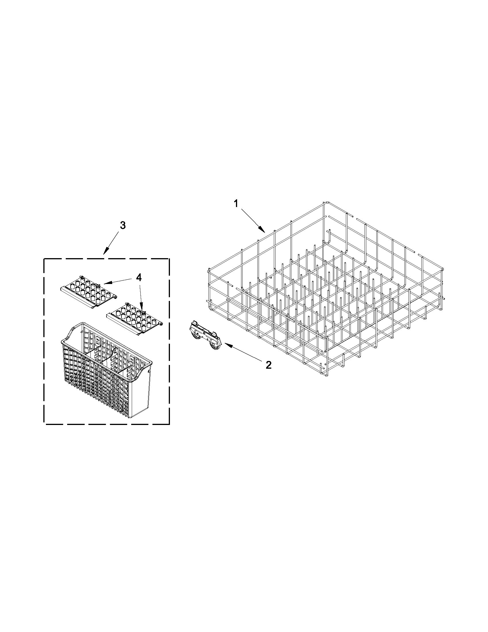 Whirlpool WDF310PLAT3 lower rack parts diagram