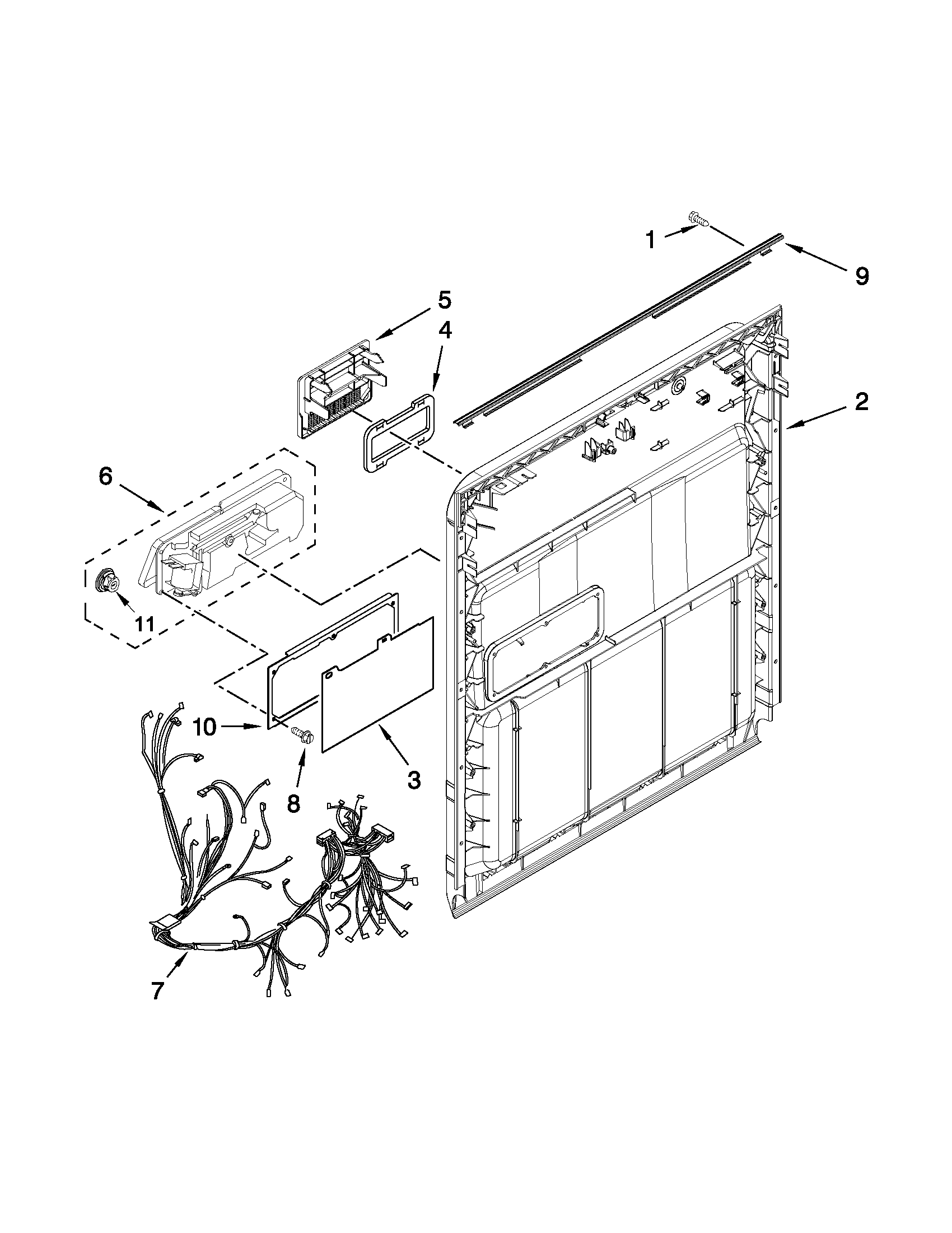 Whirlpool WDF510PAYD8 inner door parts diagram