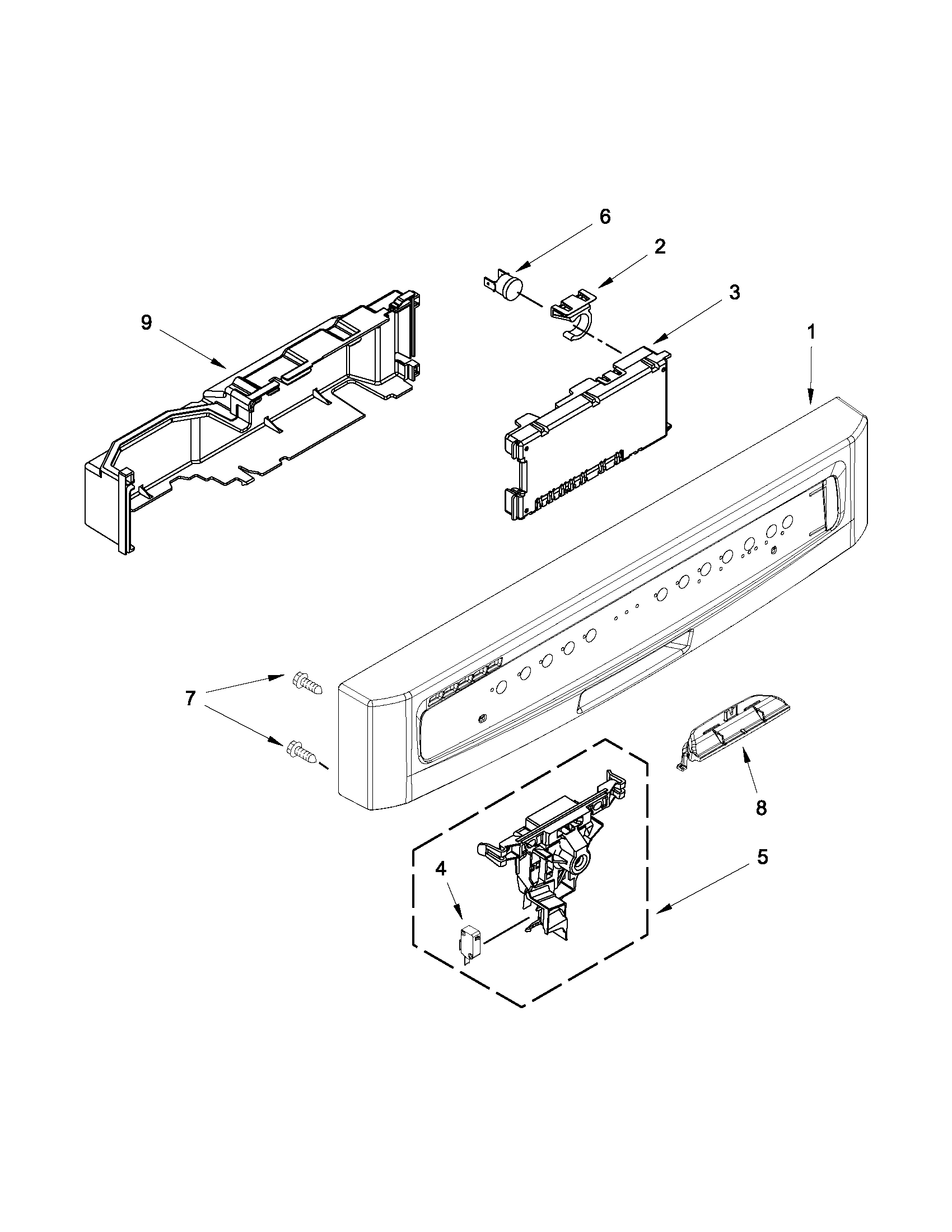Maytag MDBTT53AWW1 control panel and latch parts diagram