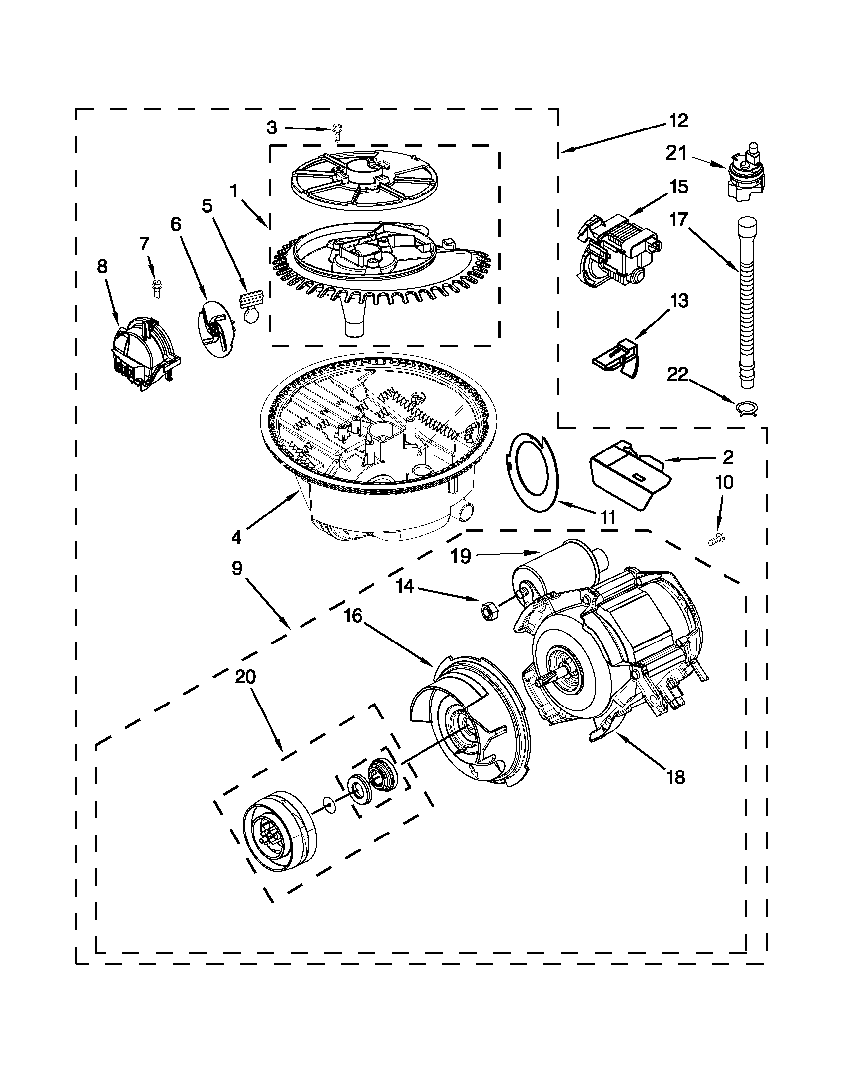 Maytag MDBTT53AWW1 pump and motor parts diagram