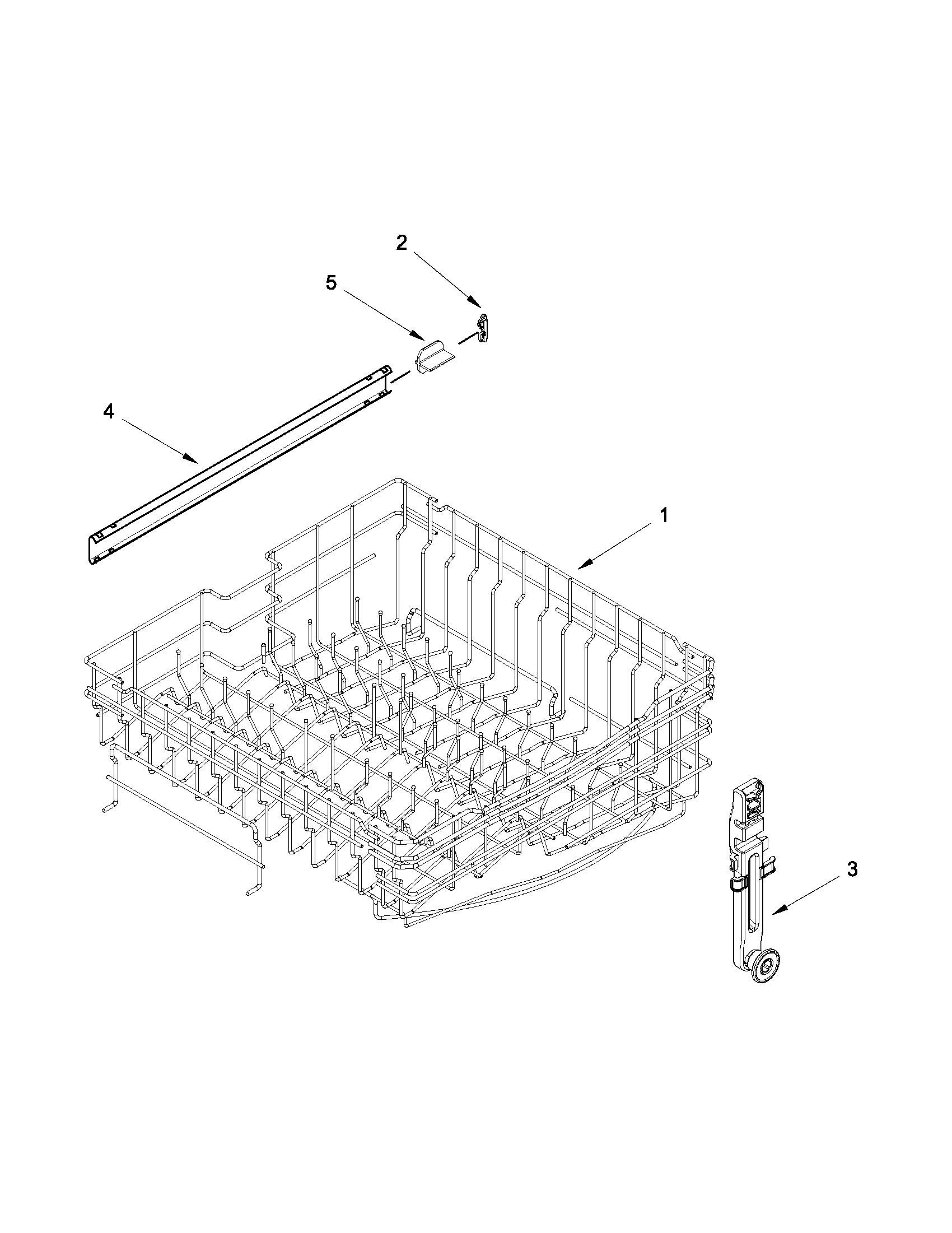 Maytag MDBTT53AWW1 upper rack and track parts diagram