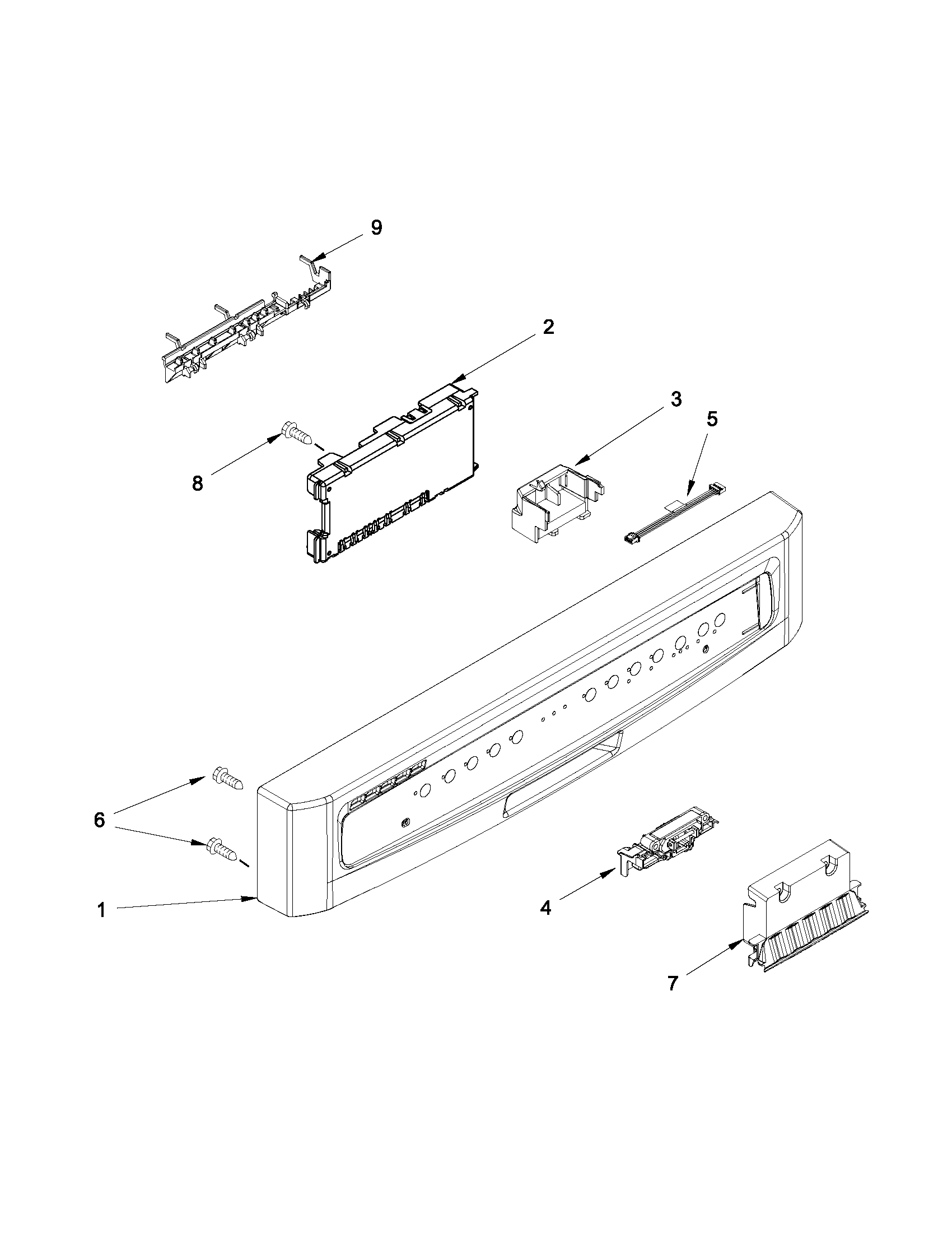 Maytag MDB4709PAM3 control panel and latch parts diagram