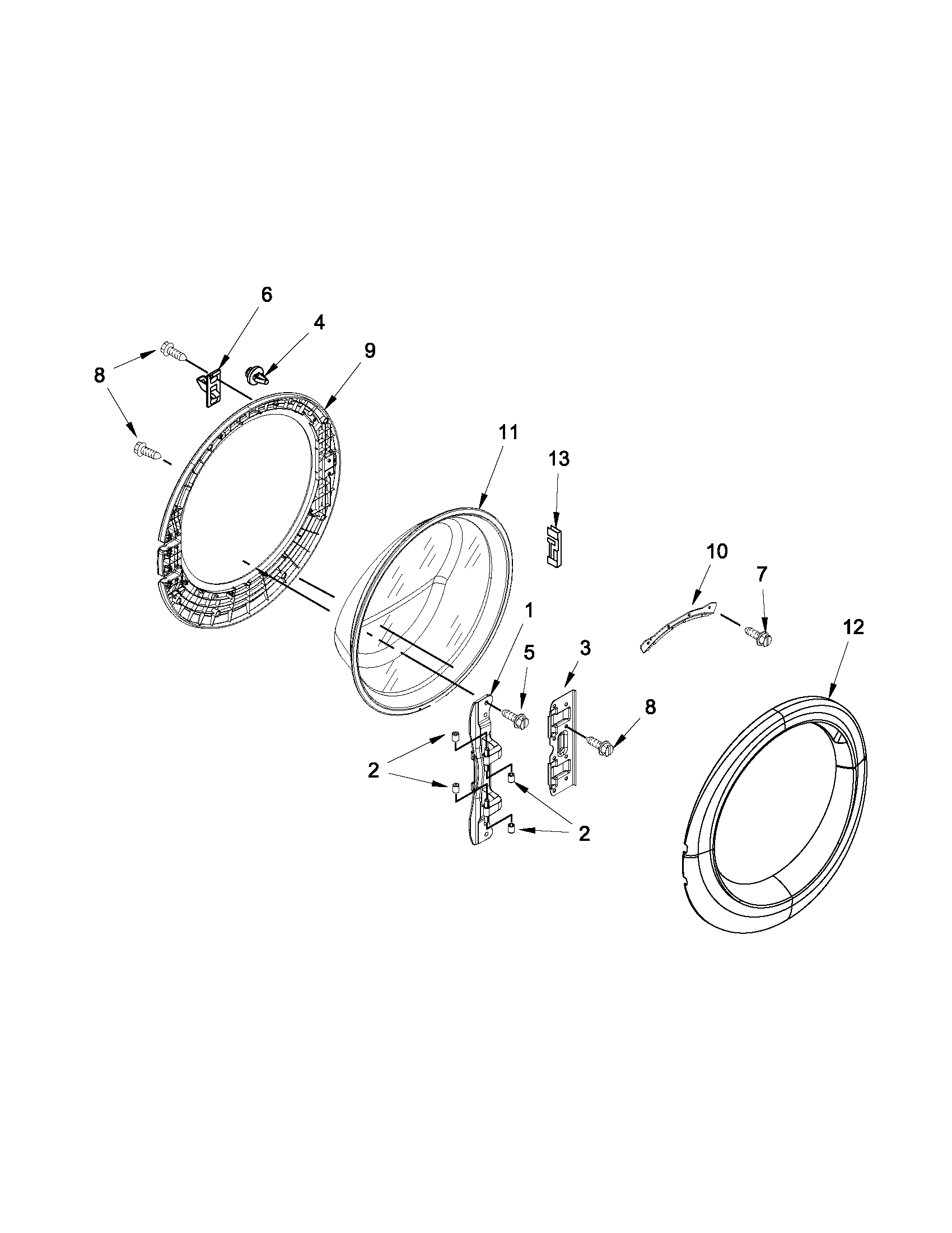 Whirlpool WFW80HEBC1 door parts diagram