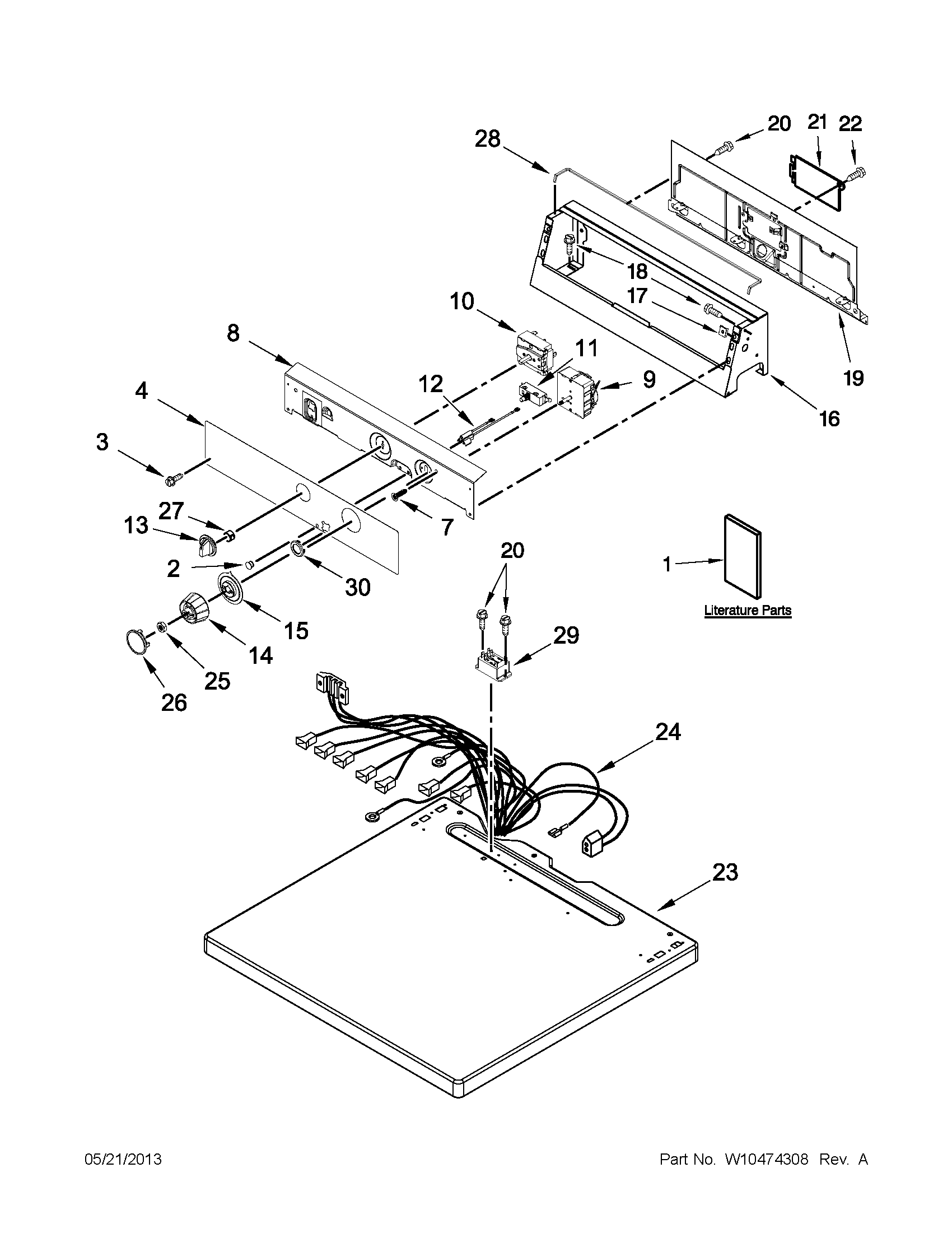 Maytag MDG18MNAGW0 top and console parts diagram