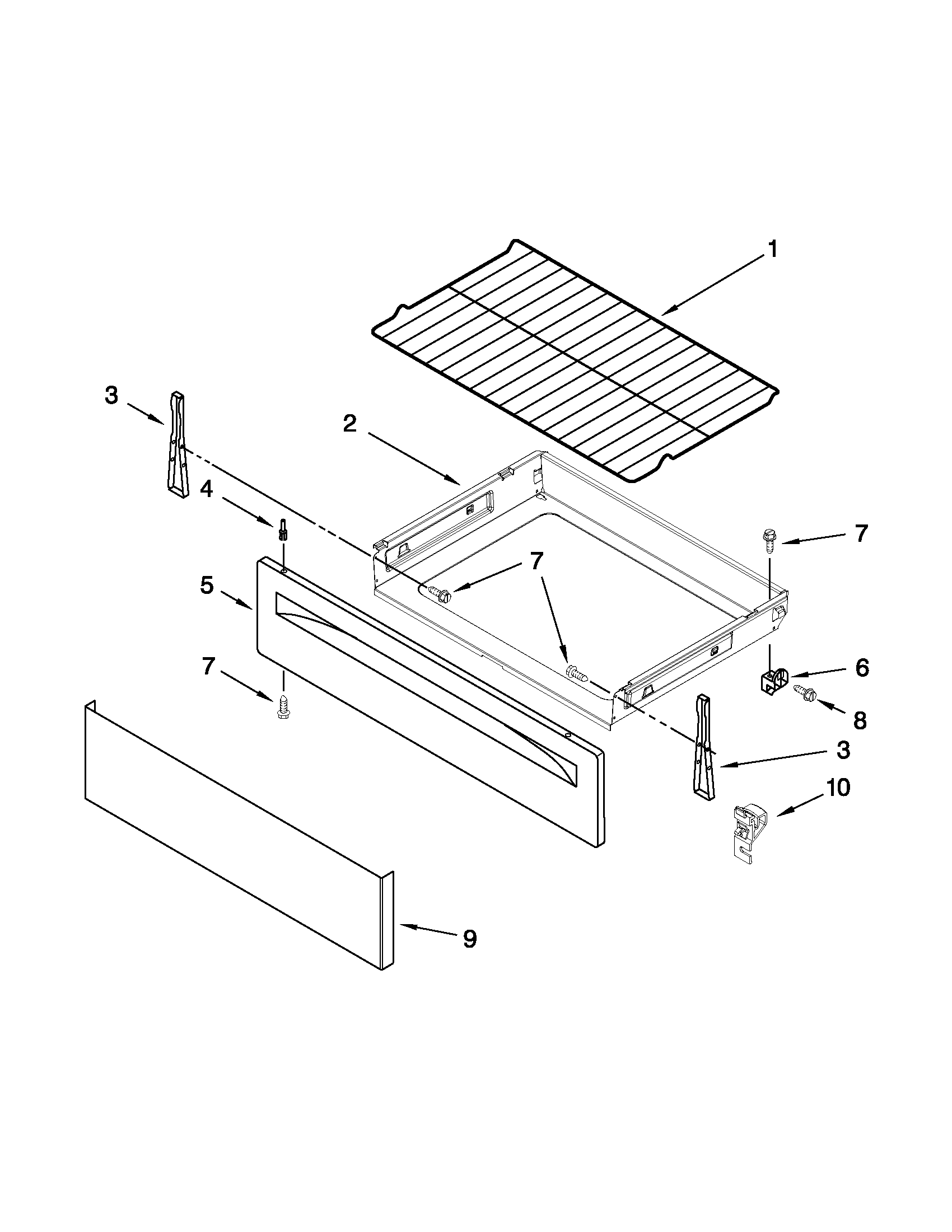 Maytag YMER7765WB3 drawer and broiler parts diagram
