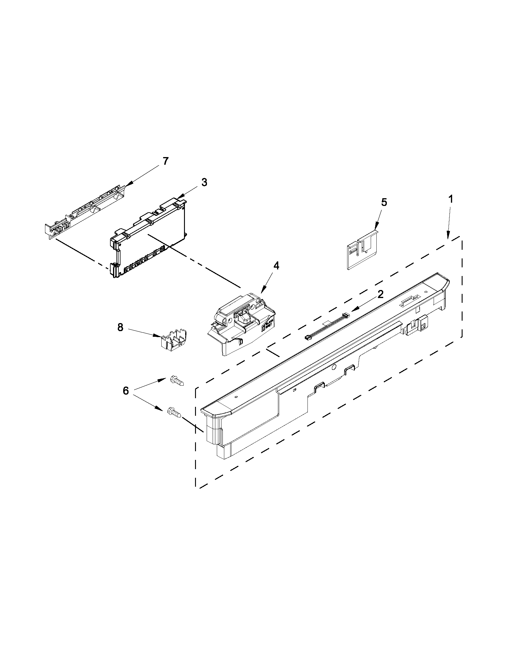 Maytag MDB8959SBW2 control panel and latch parts diagram