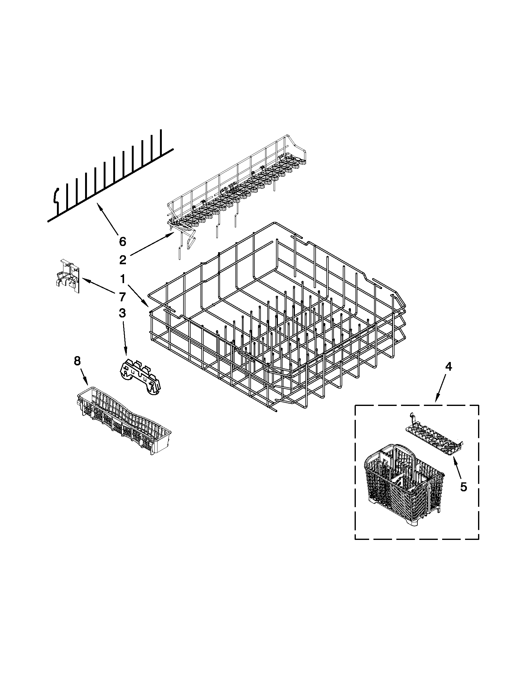 Maytag MDB8959SBW2 lower rack parts diagram