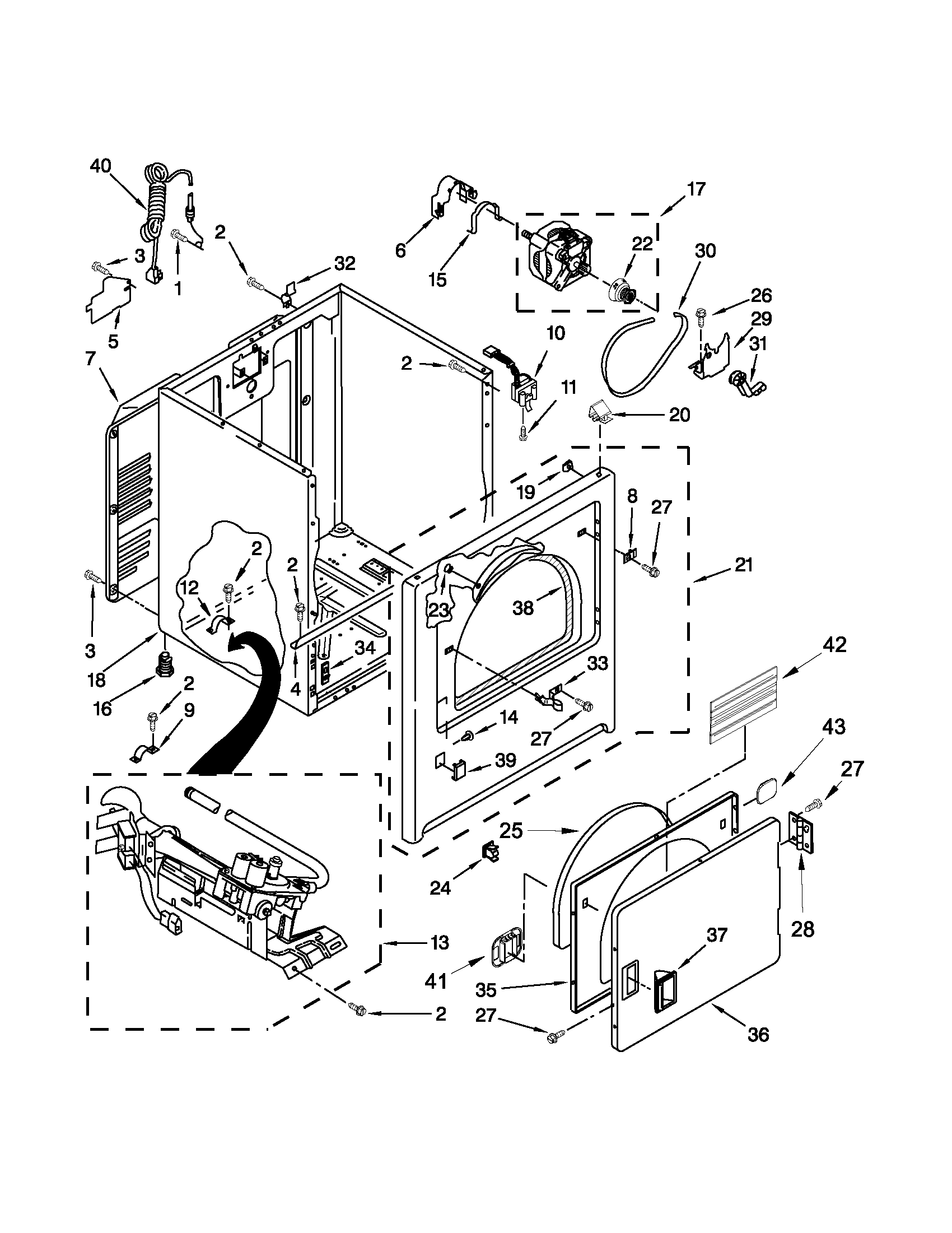 Amana NGD4600YQ2 cabinet parts diagram
