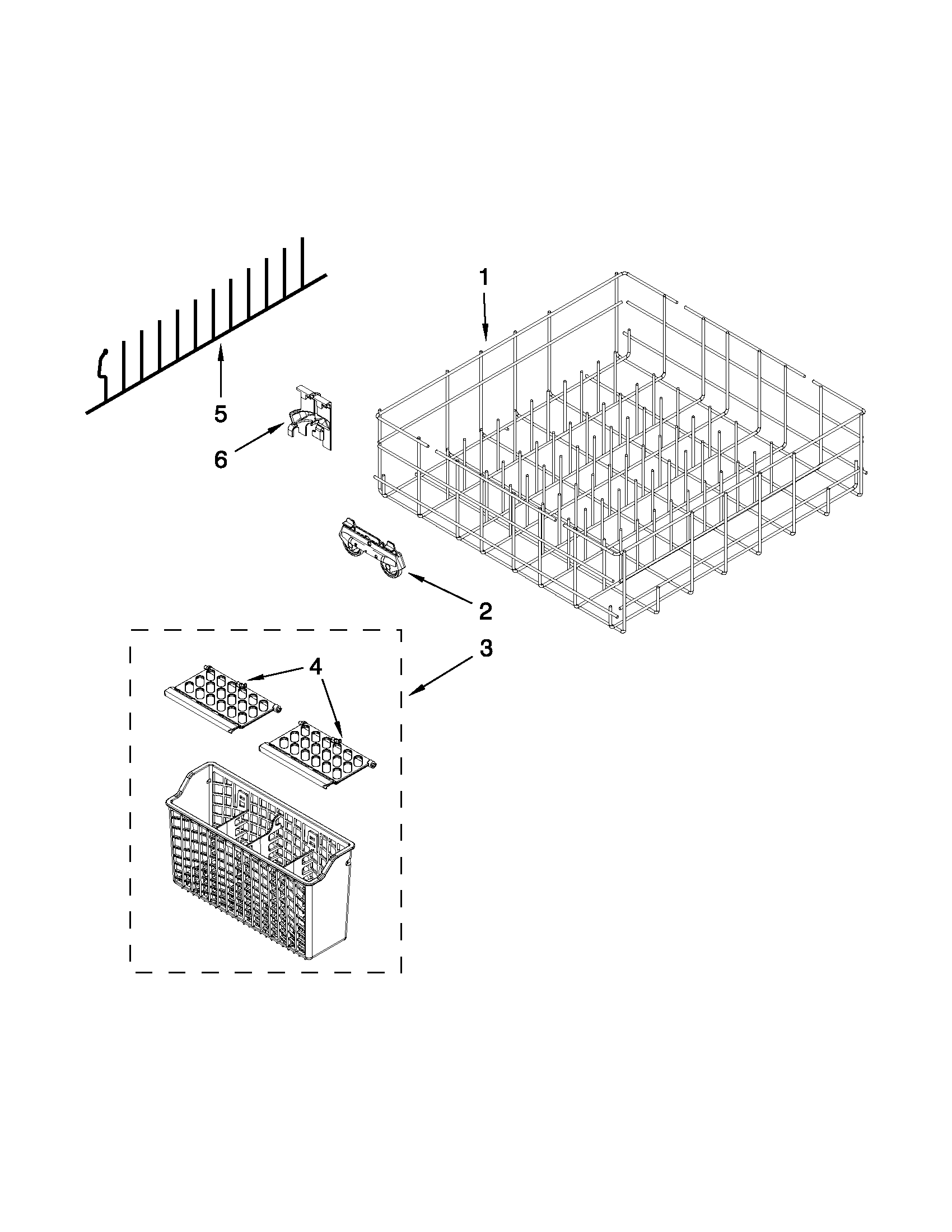 Ikea IUD8100YS2 lower rack parts diagram