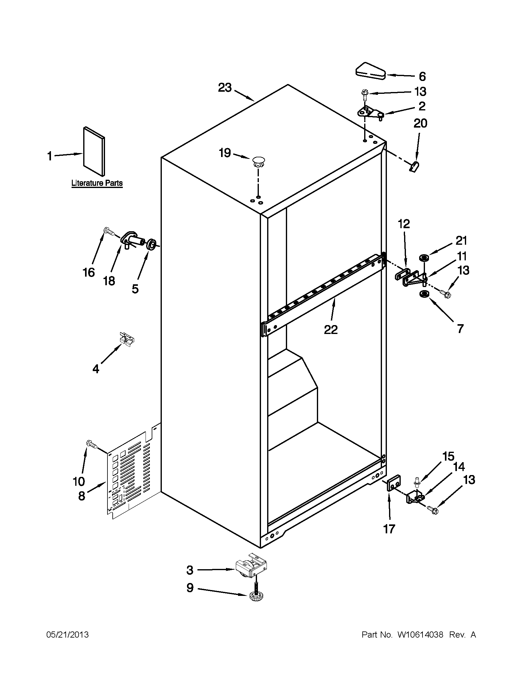 Whirlpool W8RXNGMBS00 cabinet parts diagram