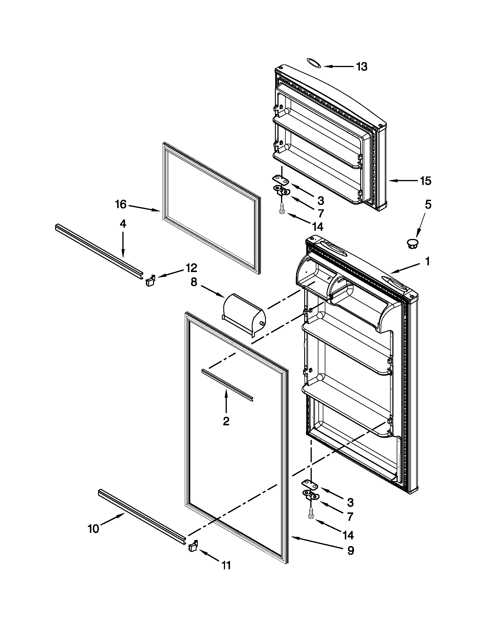 Whirlpool W8RXNGMBS00 door parts diagram