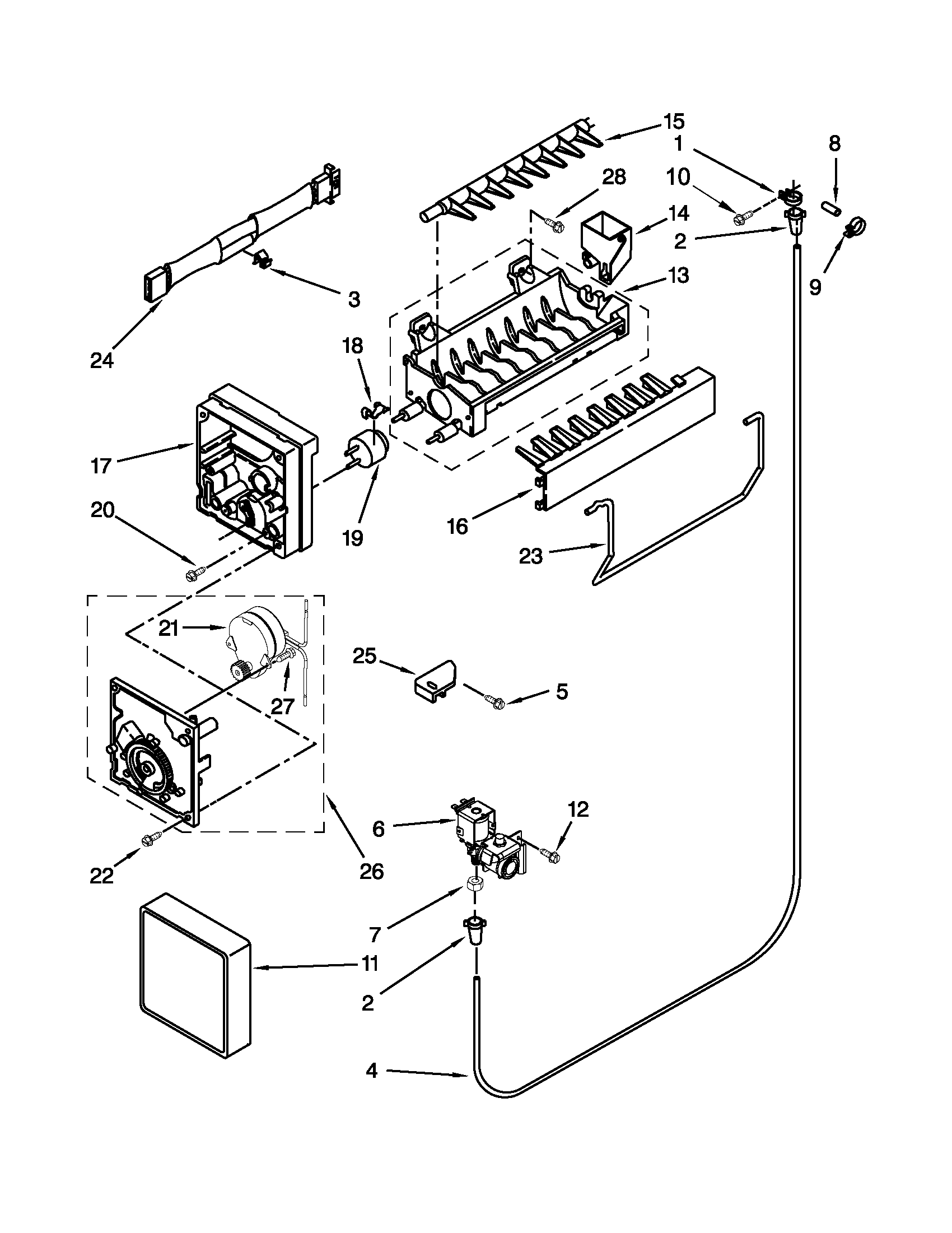 Whirlpool W8RXNGMBS00 icemaker parts diagram