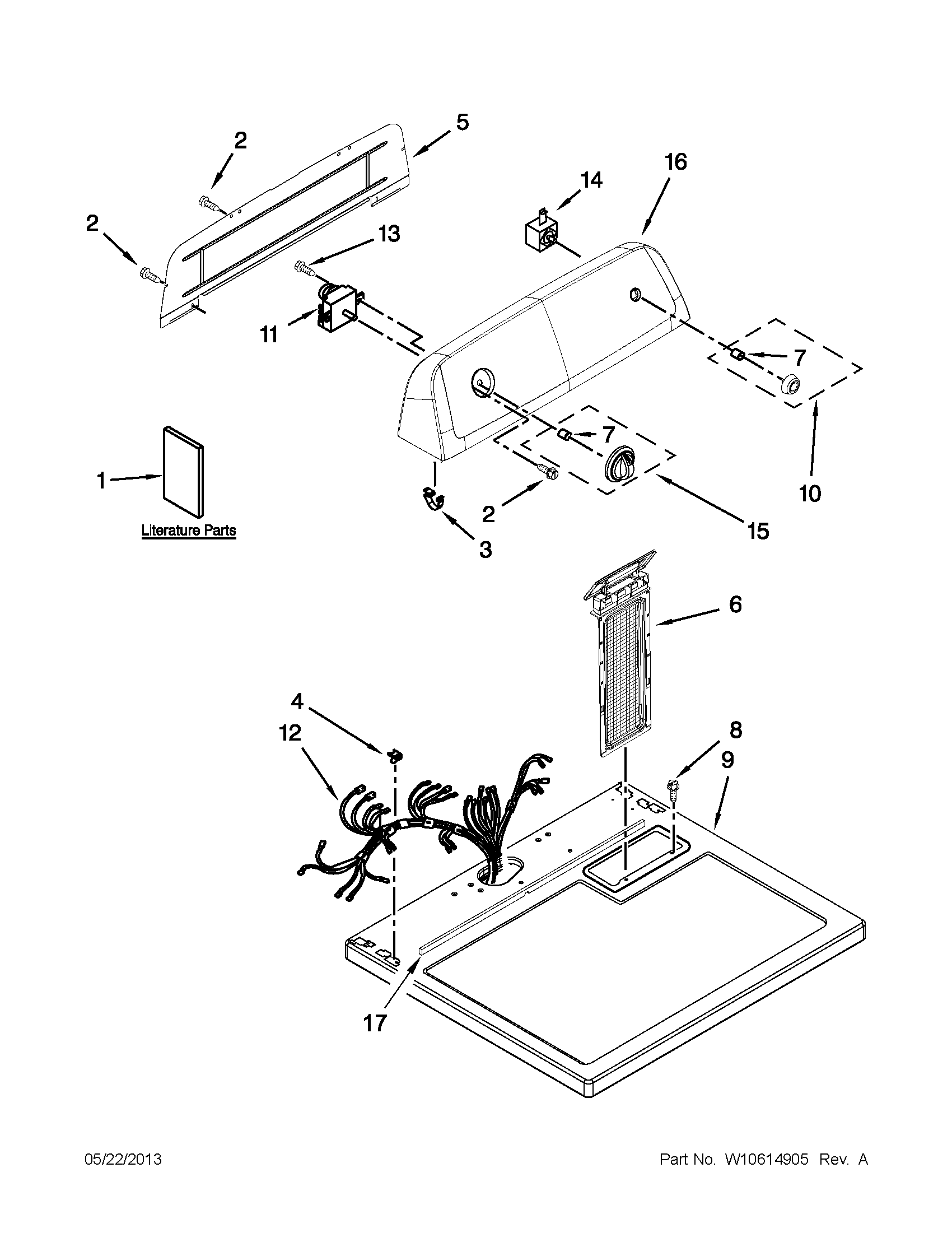 Roper RGD4640YQ2 top and console parts diagram