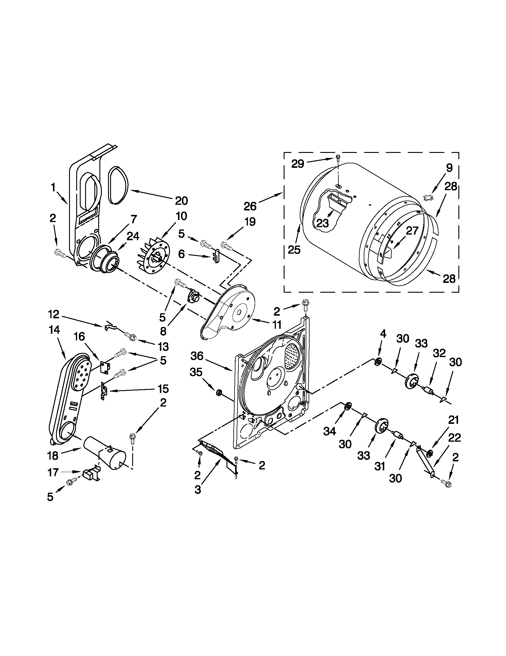 Roper RGD4640YQ2 bulkhead parts diagram