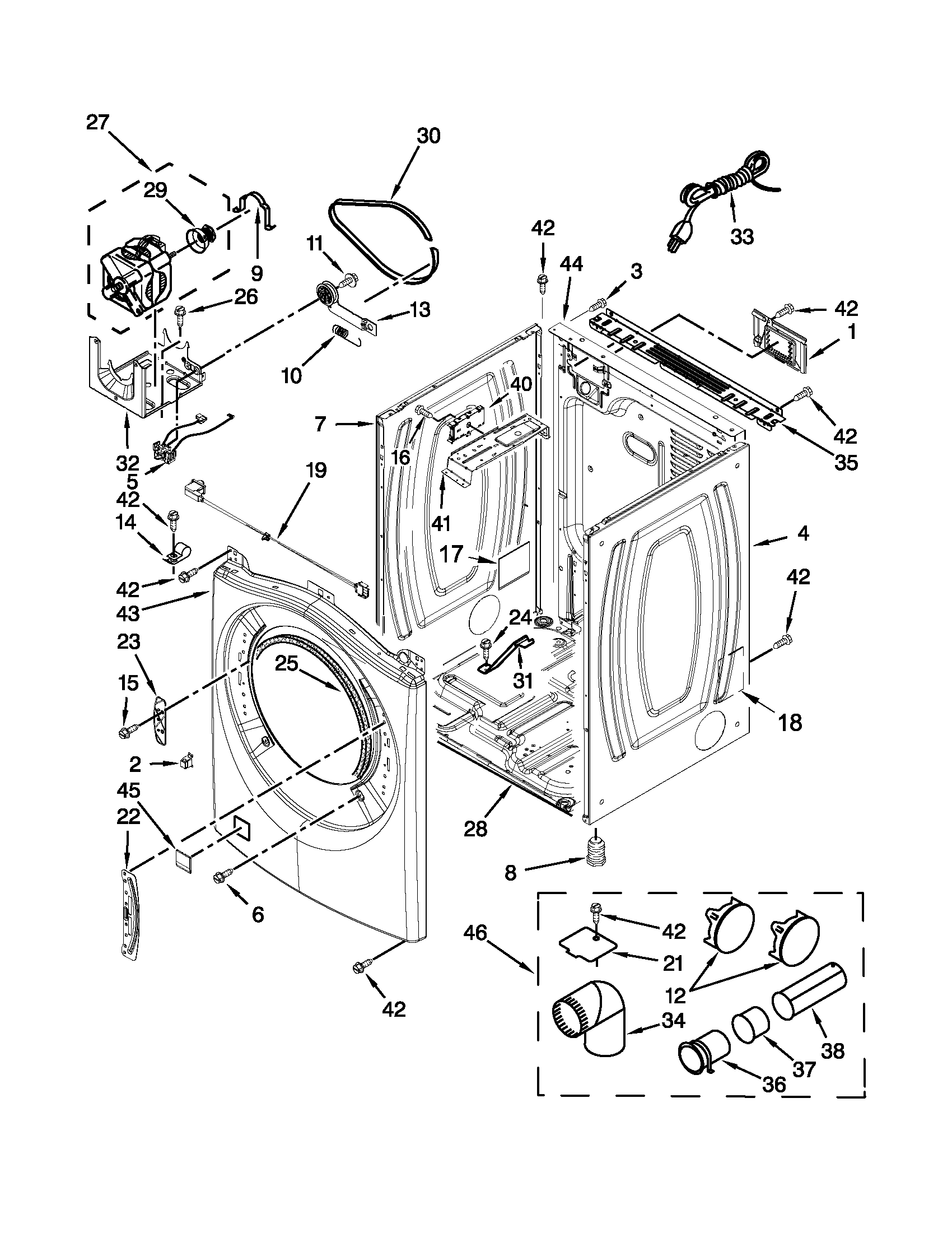 Whirlpool WGD88HEAC1 cabinet parts diagram