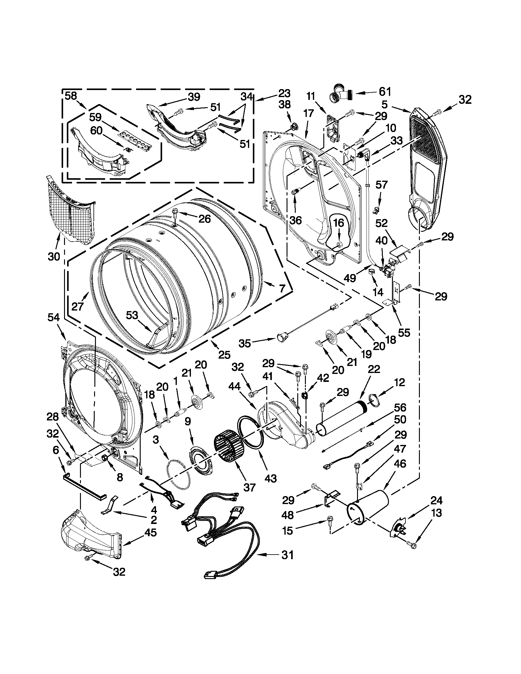 Whirlpool WGD88HEAC1 bulkhead parts diagram