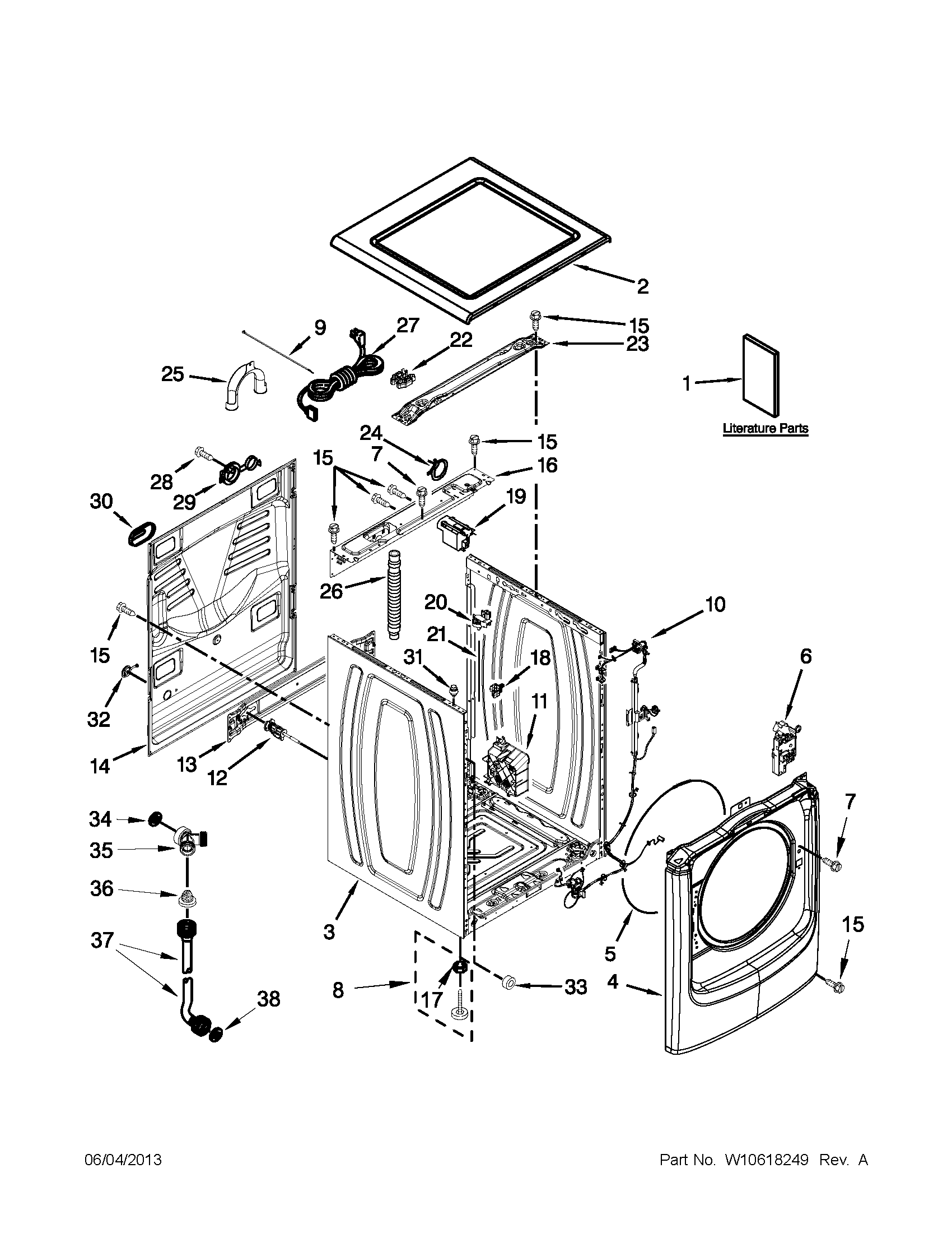 Maytag 7MMHW6000BW0 top and cabinet parts diagram