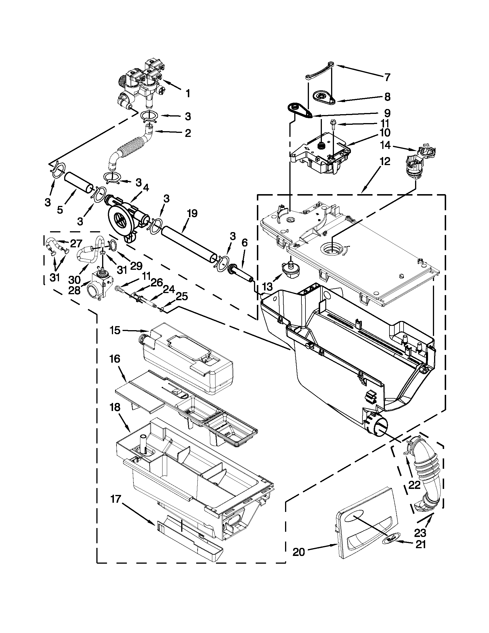 Whirlpool WFW97HEXR3 dispenser parts diagram