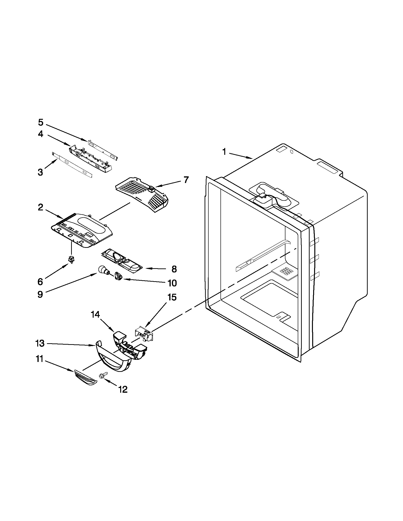 Whirlpool 5GFC20PRAW00 refrigerator liner parts diagram