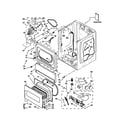 Maytag MLG24PDAXW3 lower cabinet and front panel parts diagram