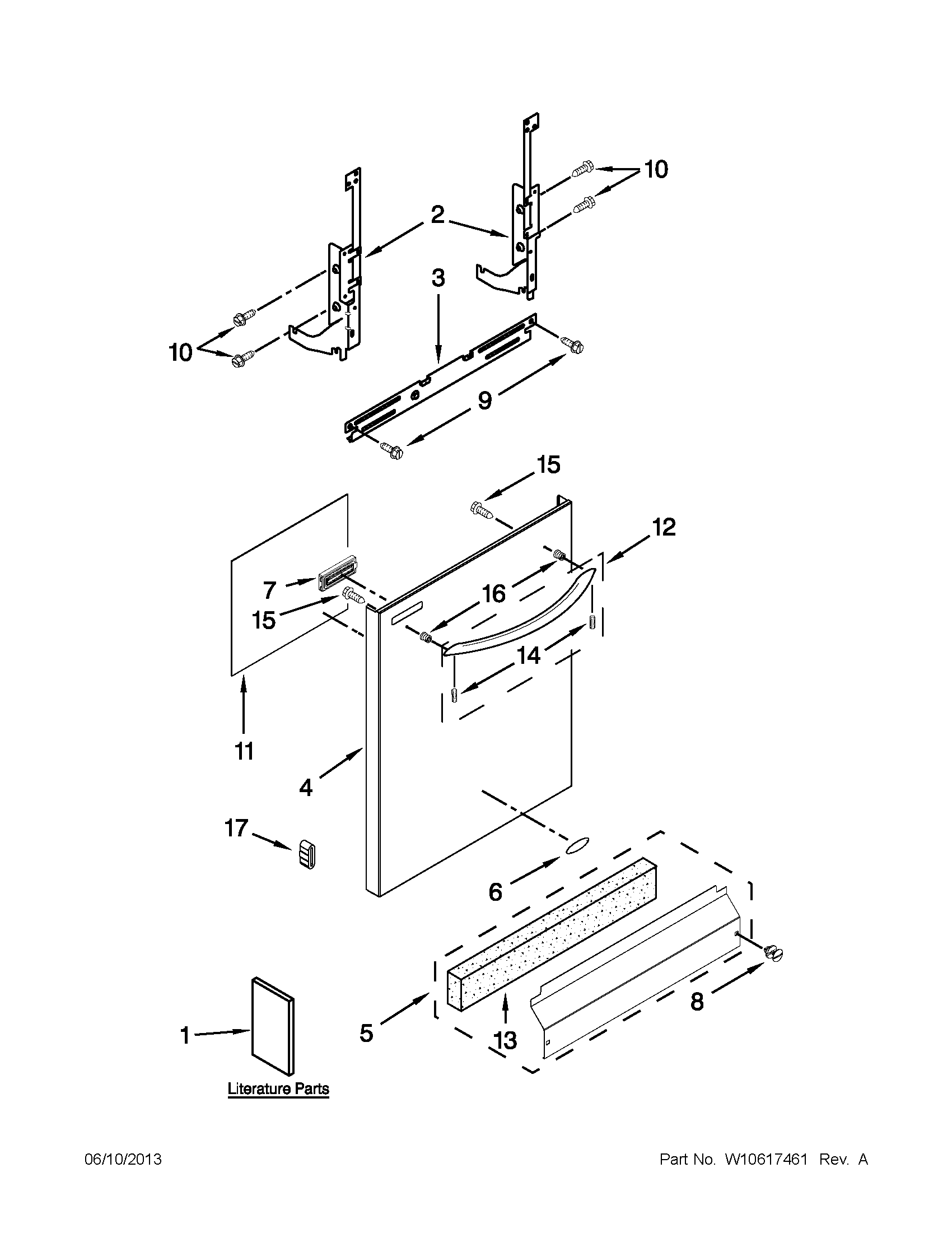 Whirlpool WDT710PAYM5 door and panel parts diagram