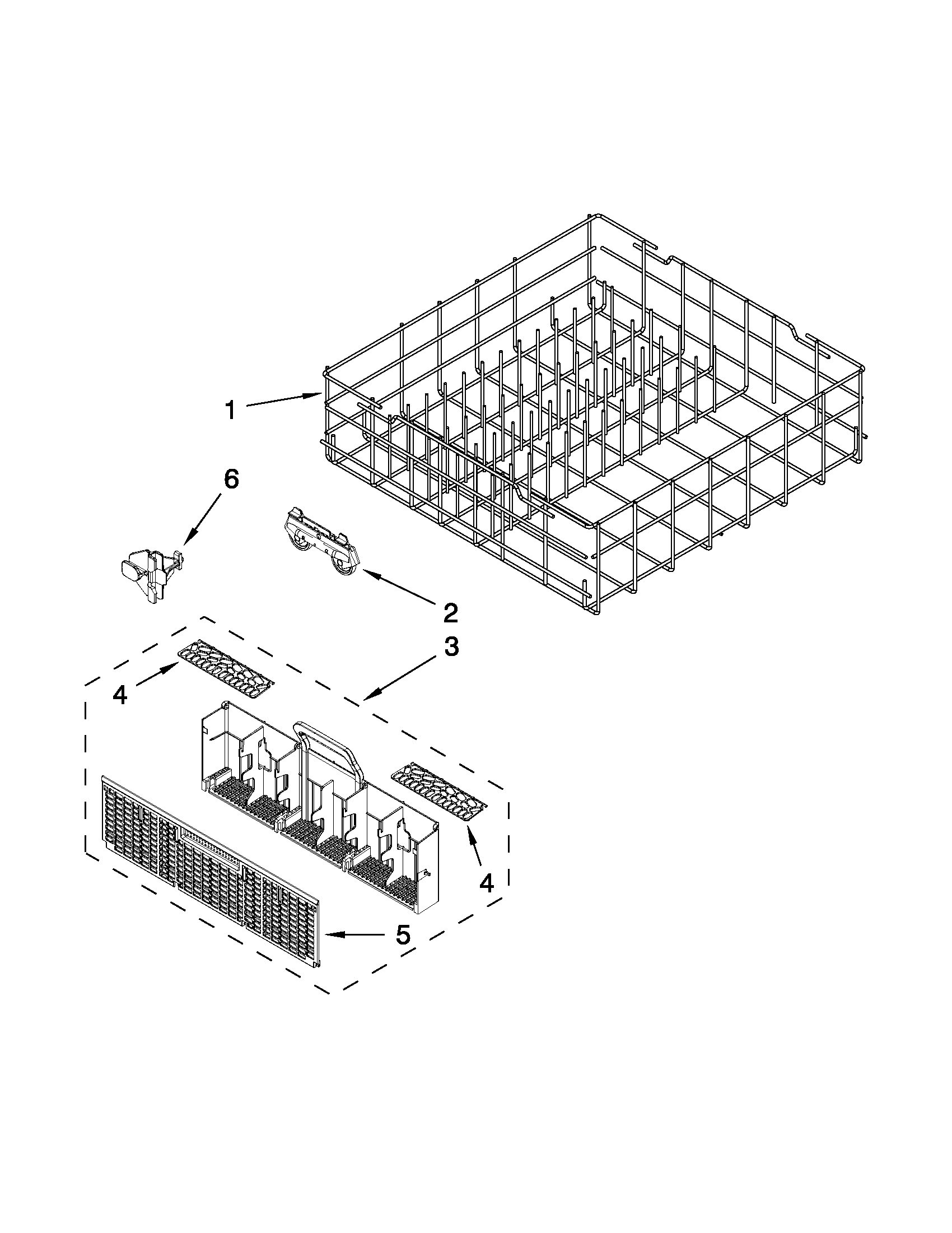 Whirlpool WDT710PAYM5 lower rack parts diagram