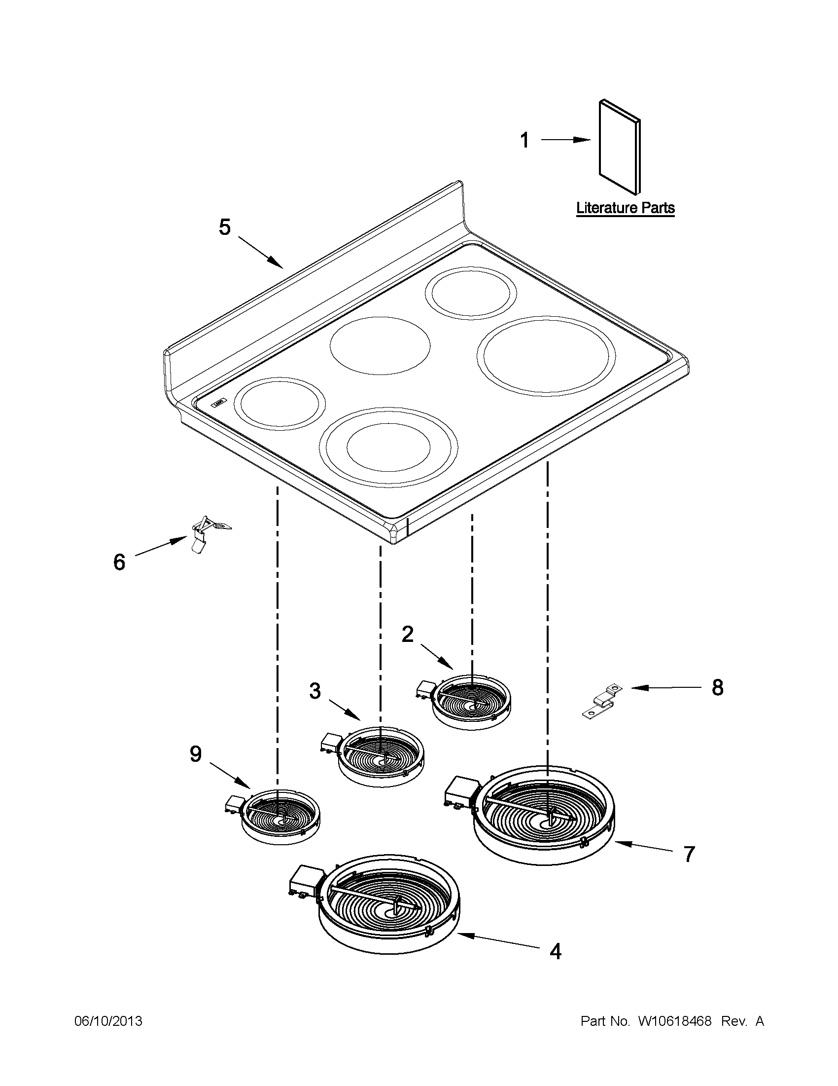 Whirlpool YWGE755C0BH0 cooktop parts diagram