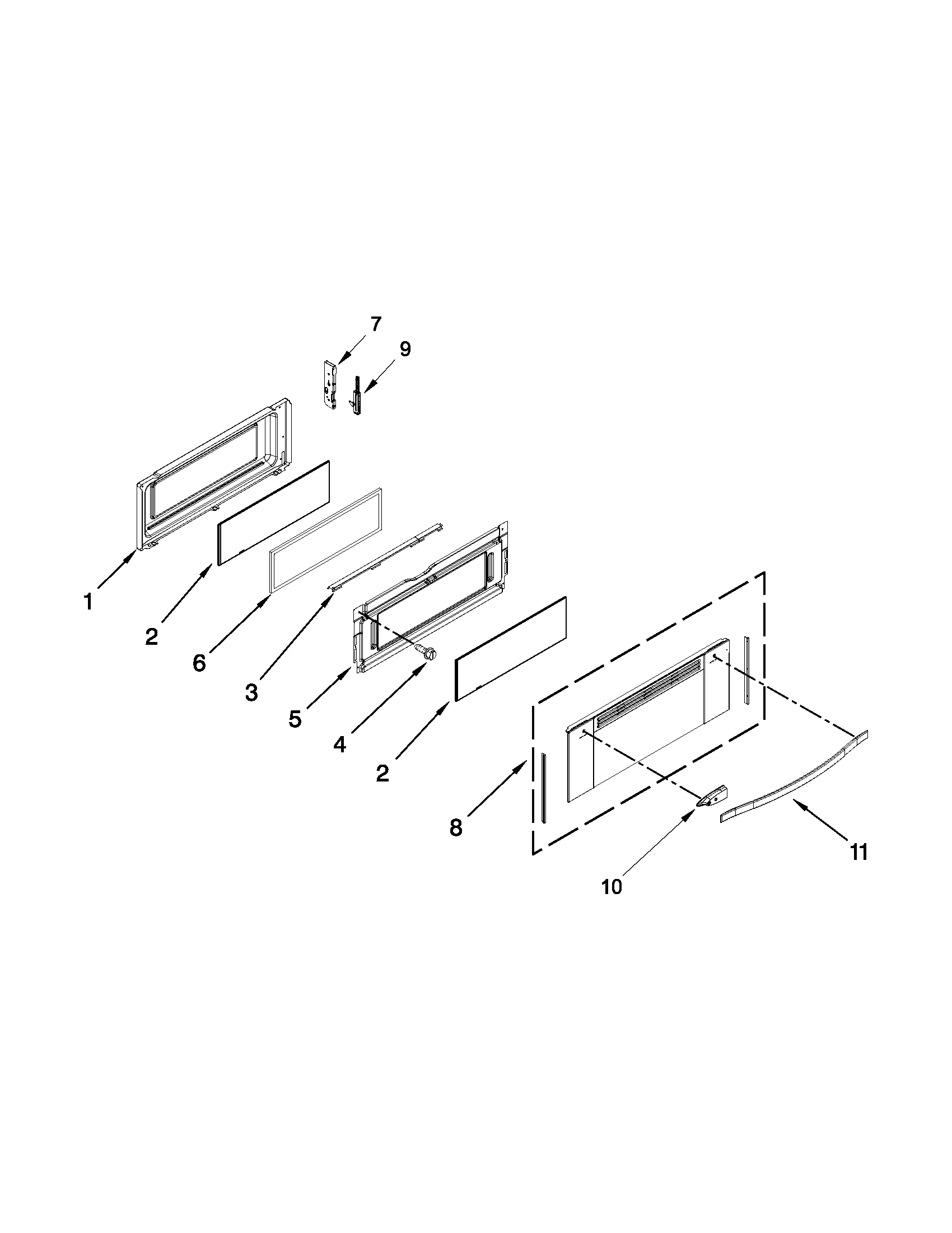 Whirlpool YWGE755C0BH0 upper door parts diagram