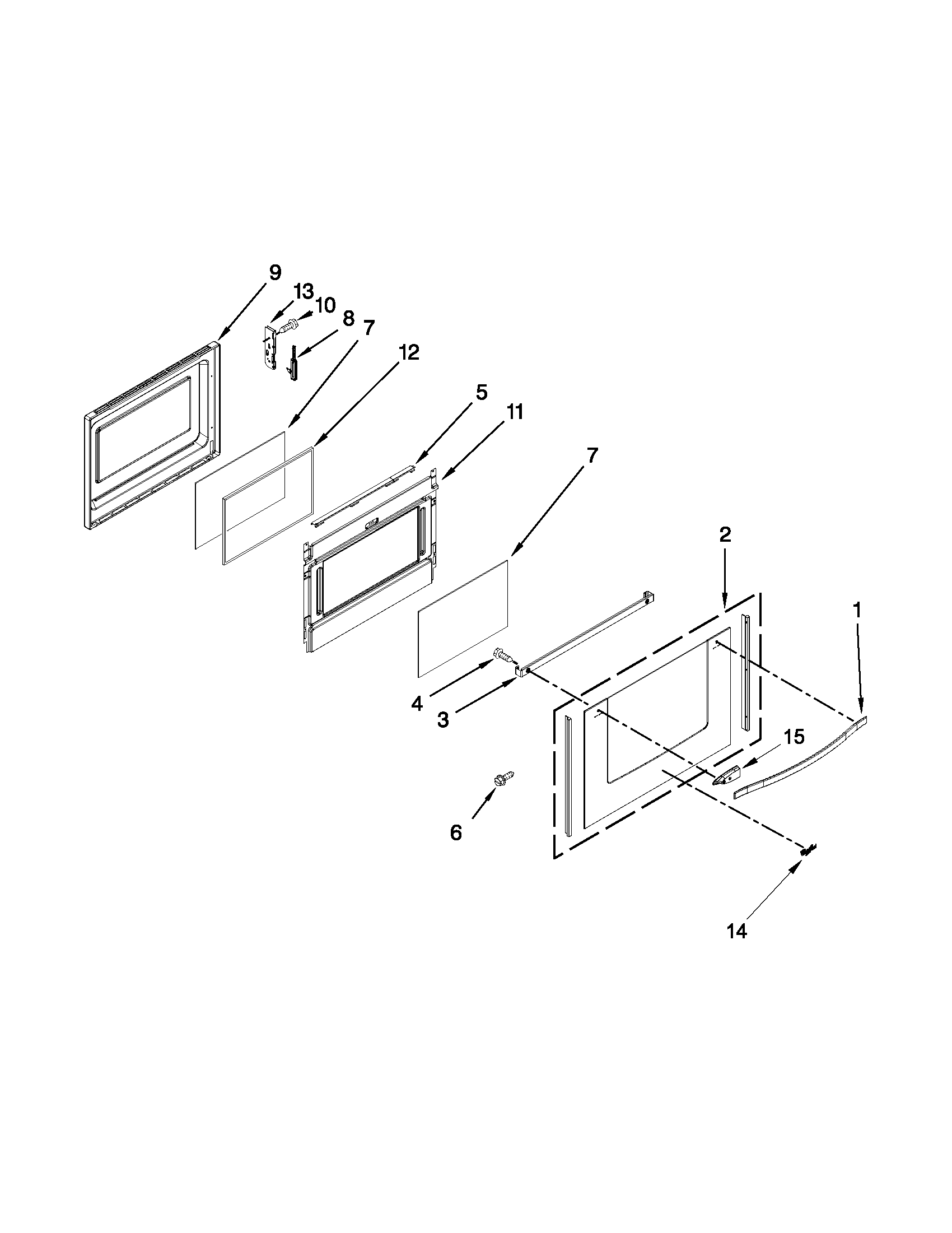 Whirlpool YWGE755C0BH0 lower door parts diagram