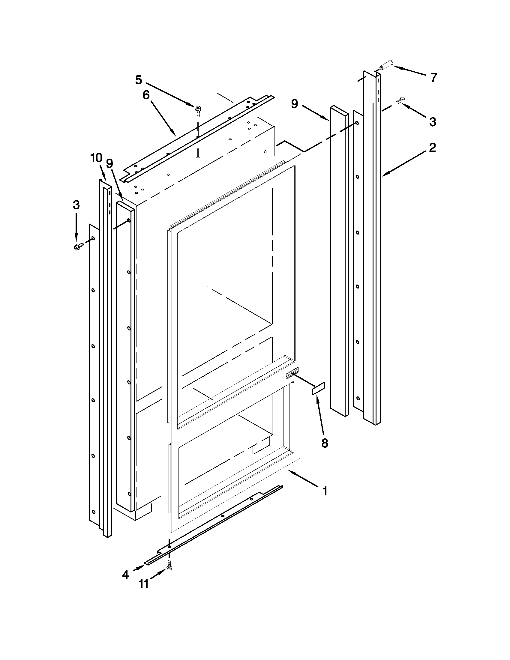 KitchenAid KBRO36FTX07 cabinet trim parts diagram