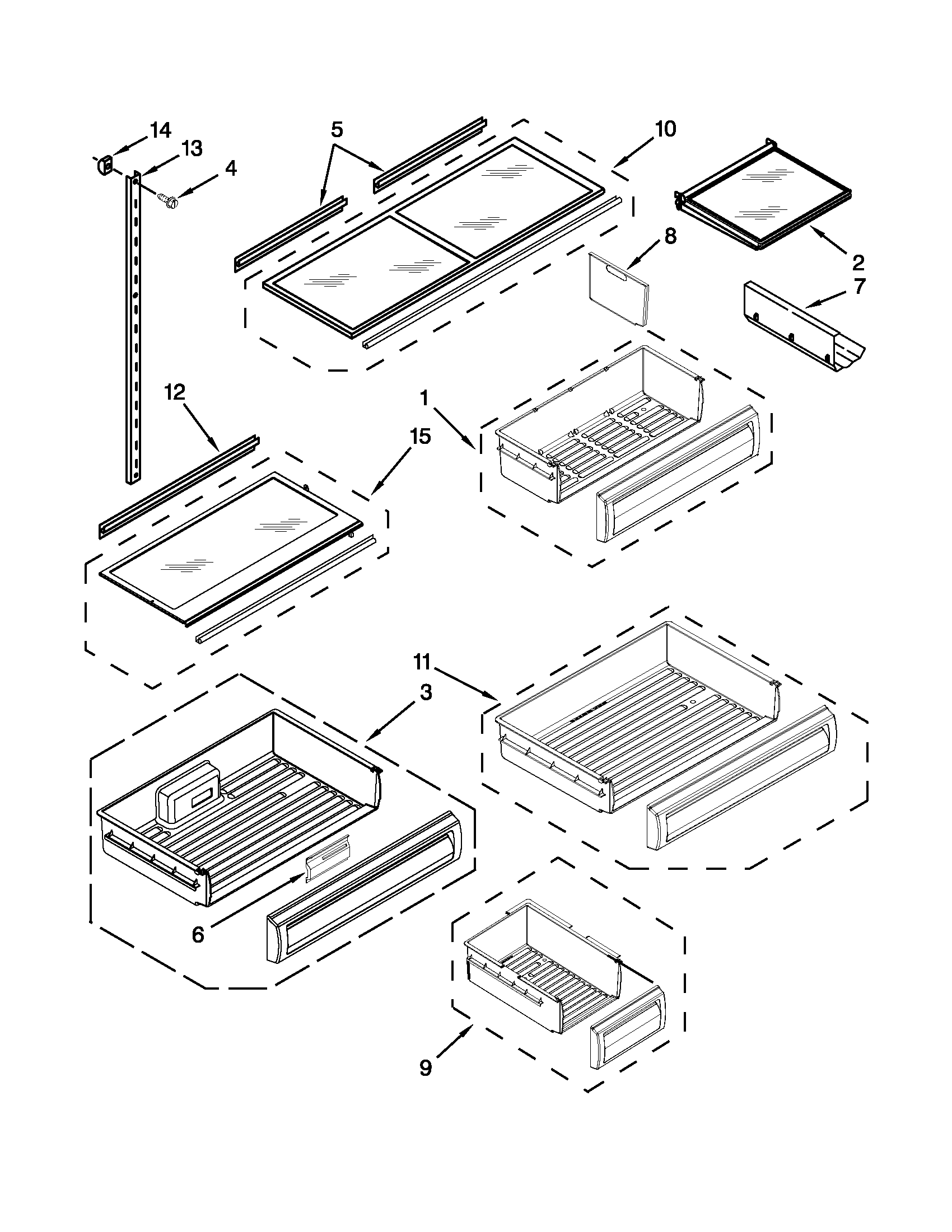 KitchenAid KBRO36FTX07 shelf parts diagram