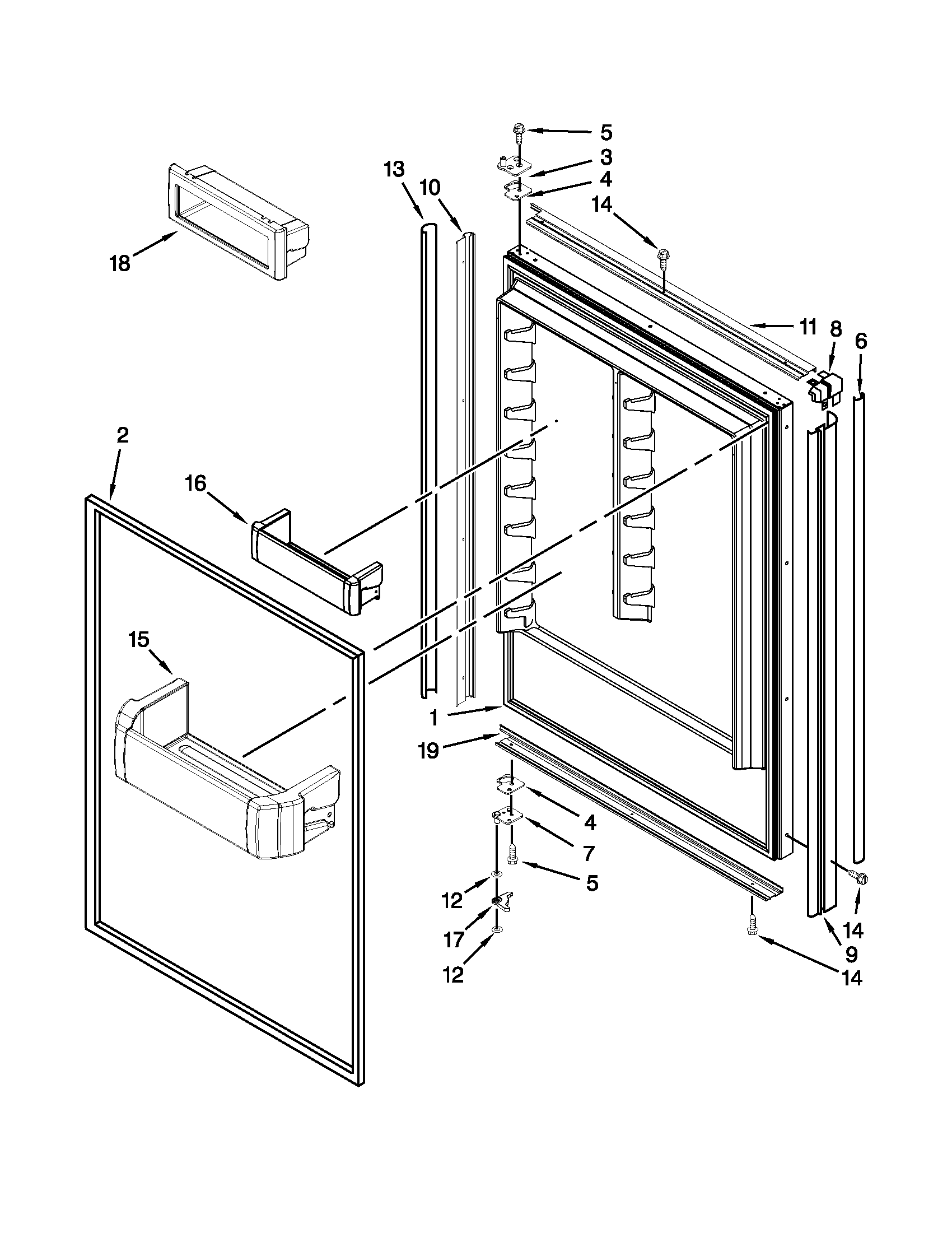 KitchenAid KBRO36FTX07 refrigerator door parts diagram
