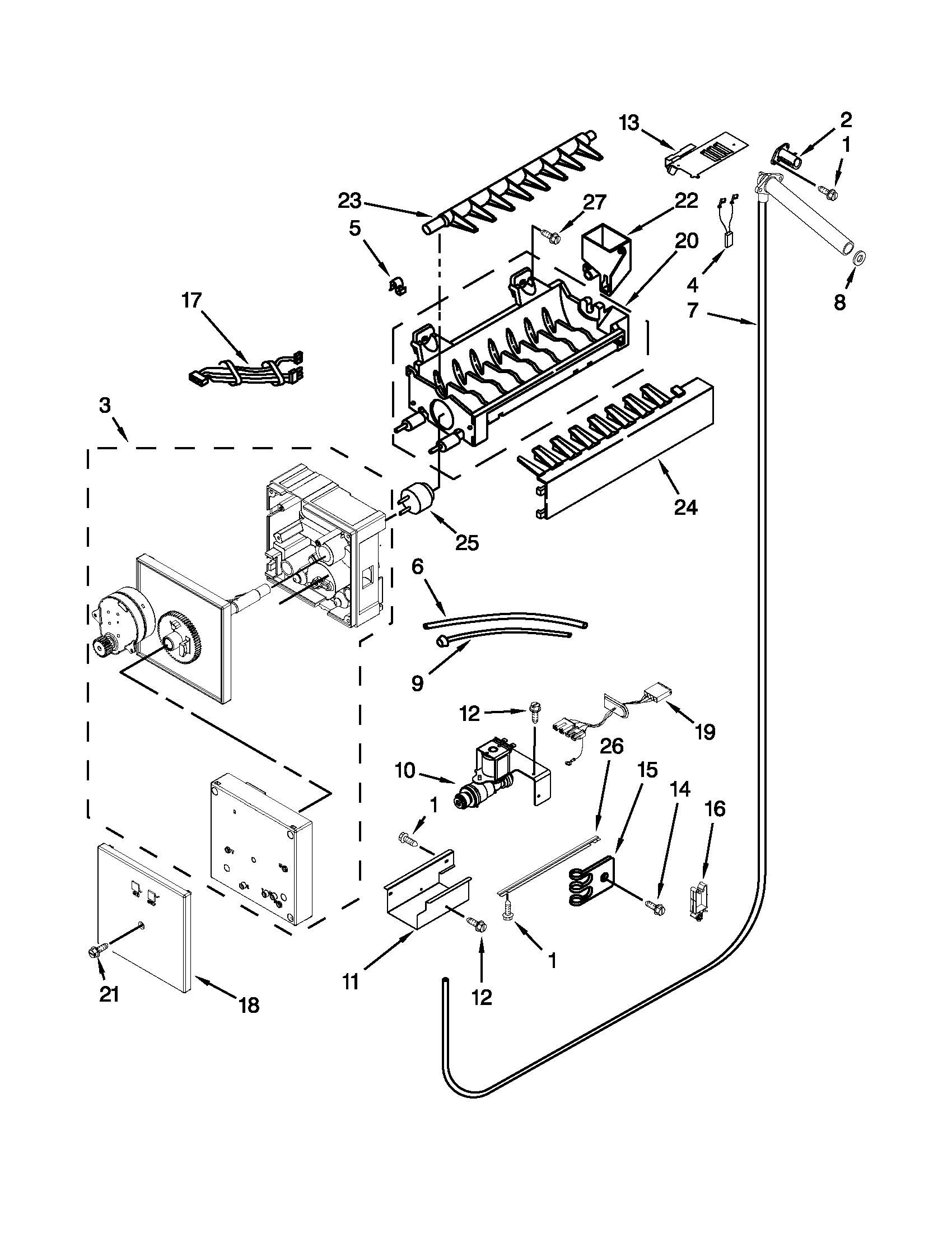 KitchenAid KBRO36FTX07 ice maker parts diagram