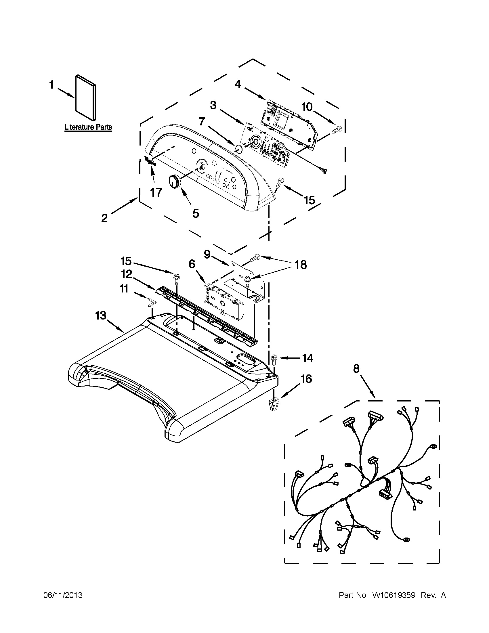 Whirlpool WGD8900BC0 top and console parts diagram