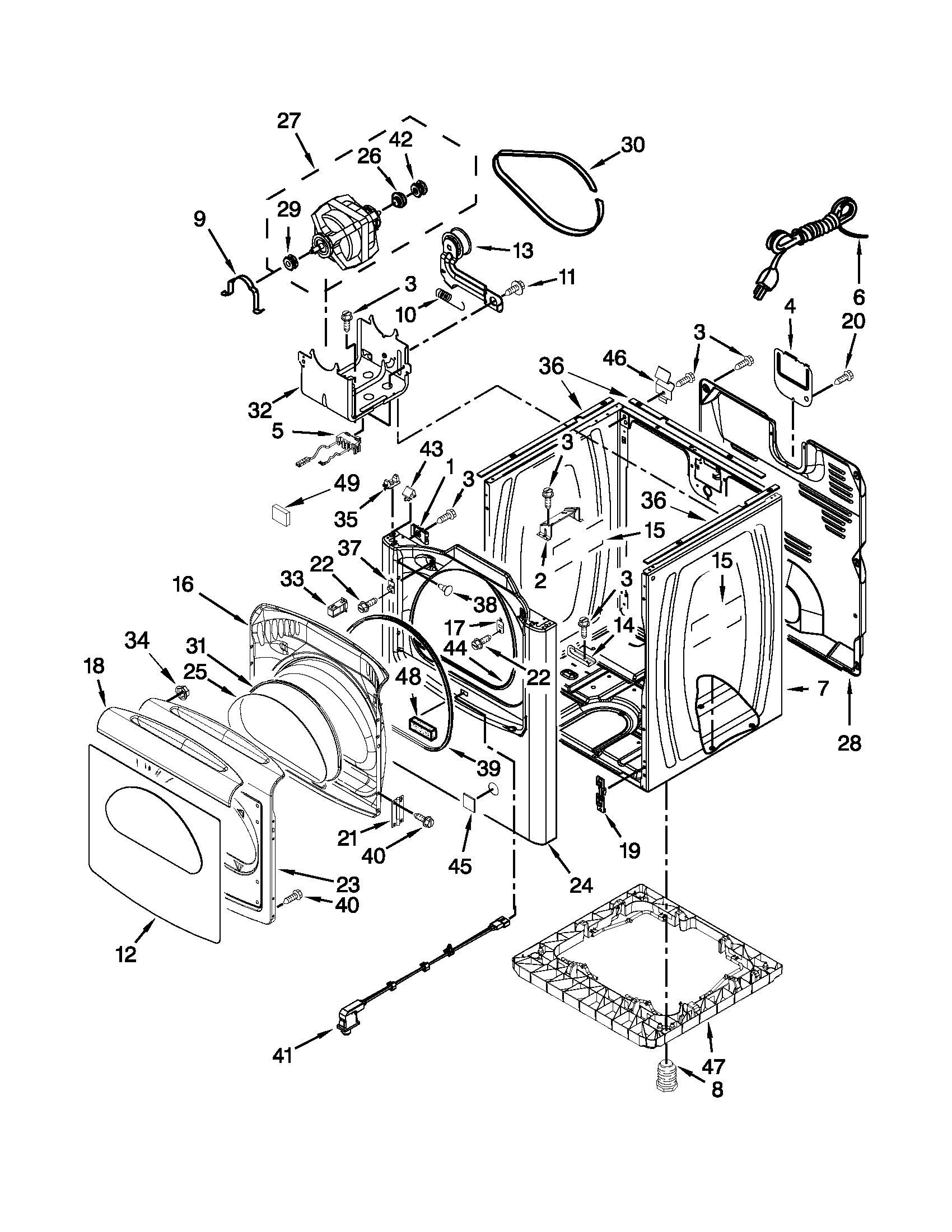 Whirlpool WGD8900BC0 cabinet parts diagram