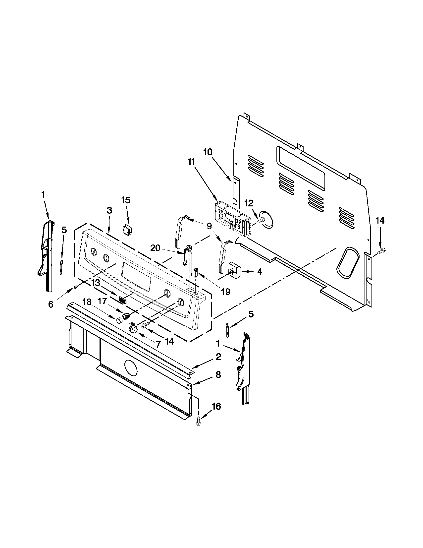 Maytag YMER7685BB0 control panel parts diagram