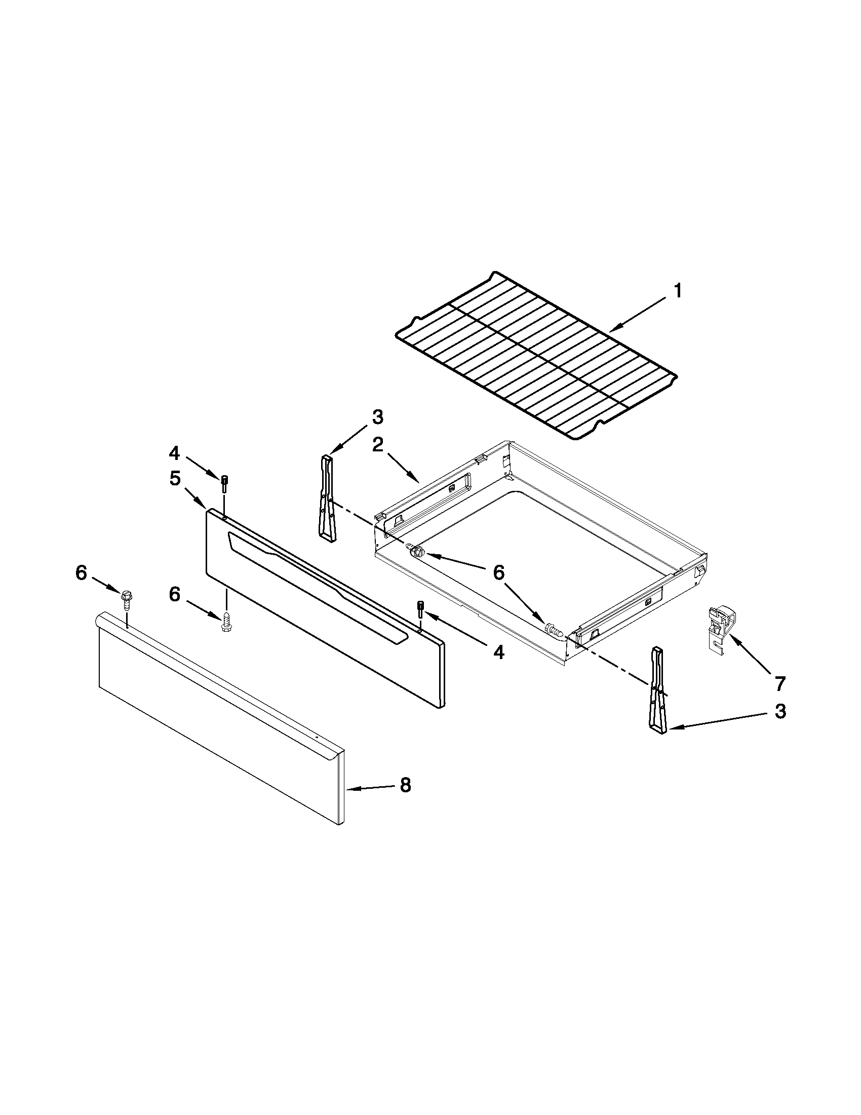 Maytag YMER7685BB0 drawer & rack parts diagram