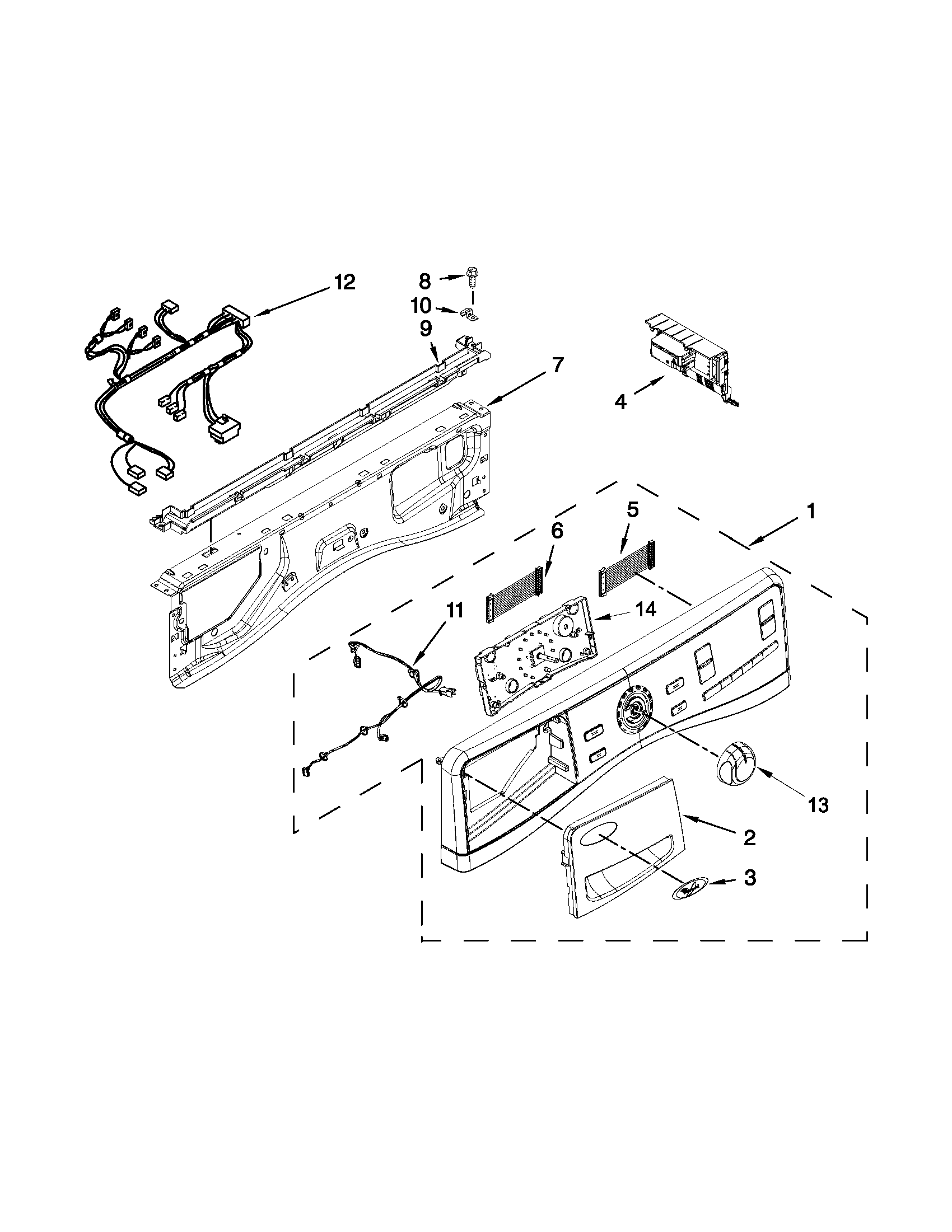 Whirlpool 7MWFW95HEYL0 control panel parts diagram