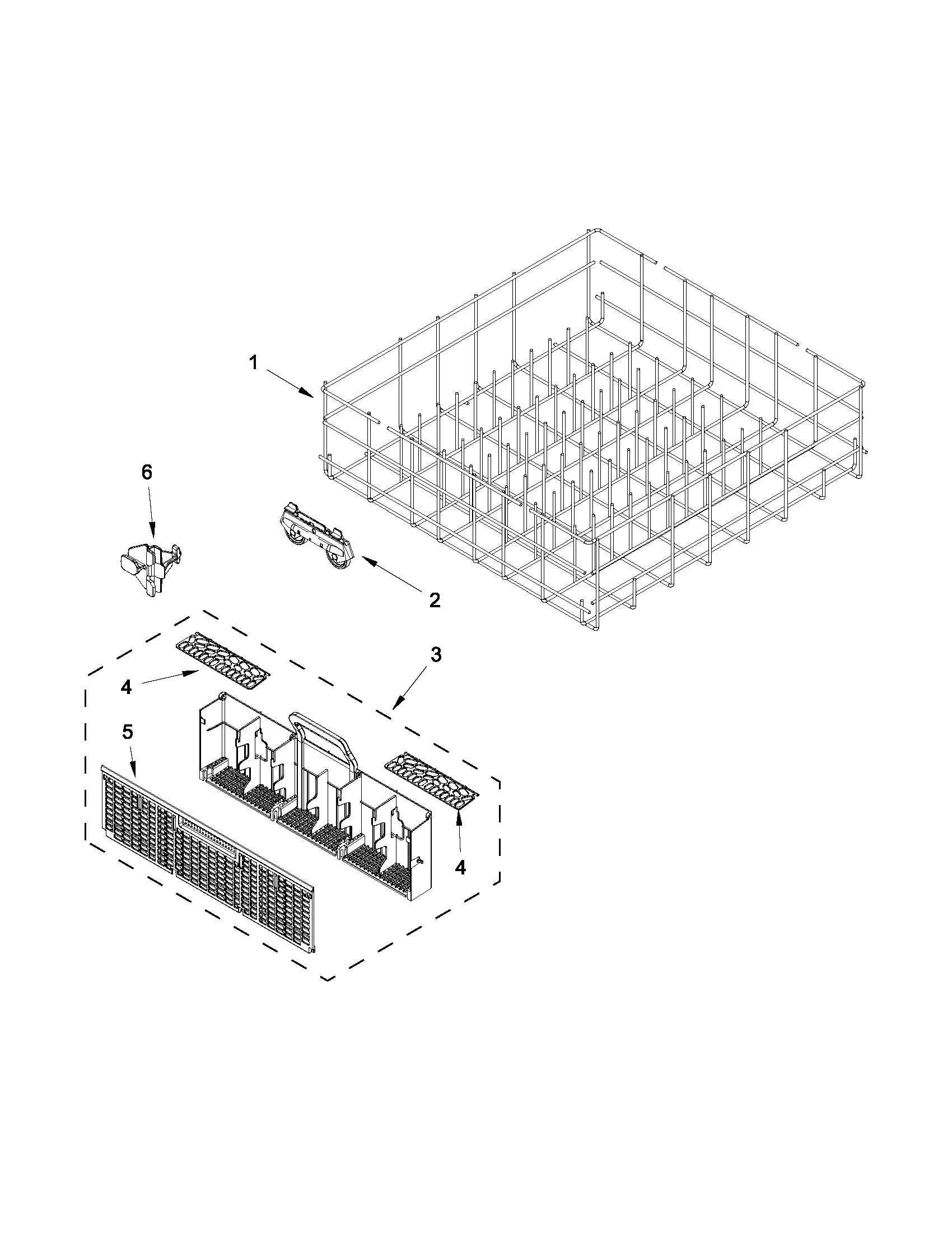 Whirlpool WDF530PAYW6 lower rack parts diagram