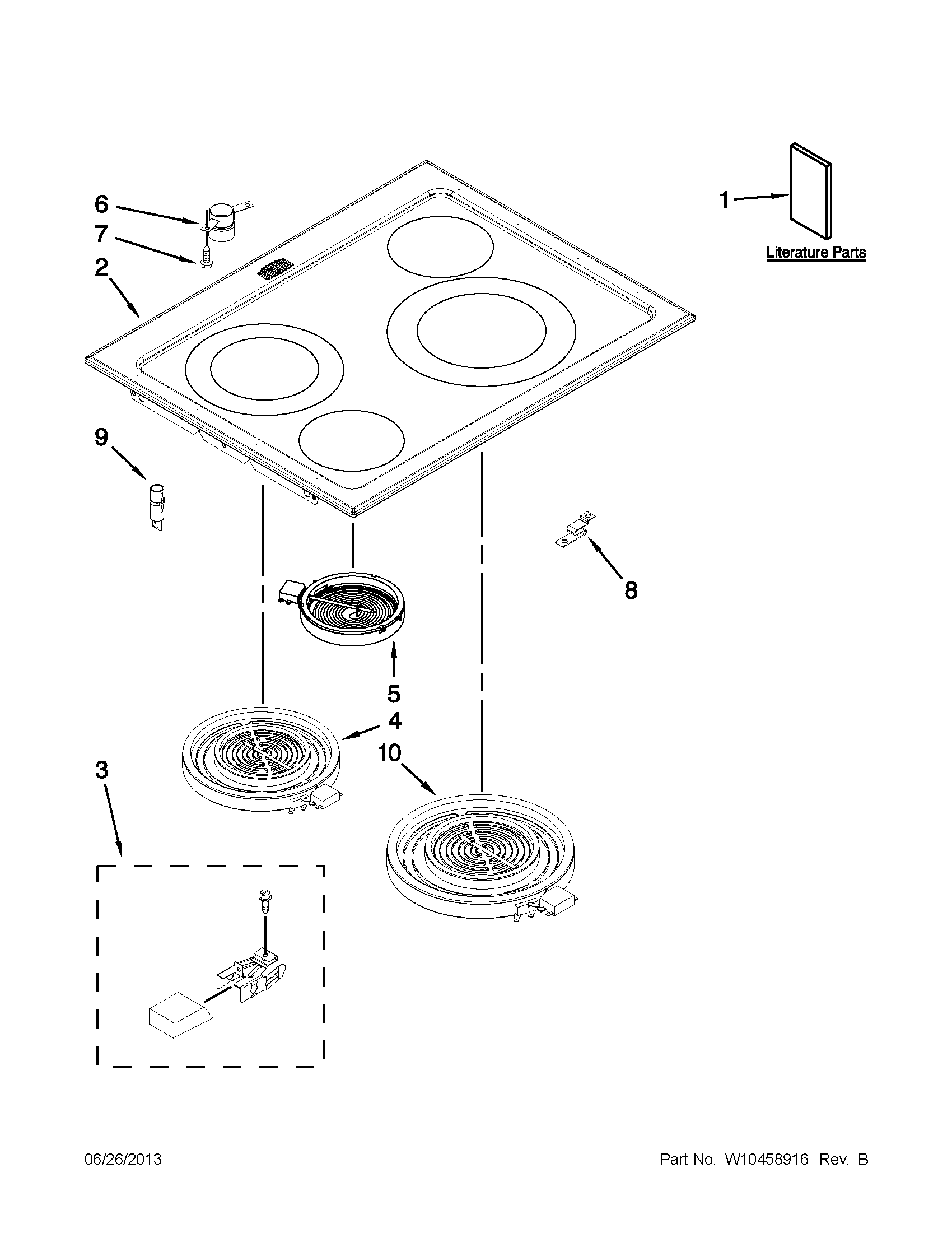 Whirlpool GY399LXUS03 cooktop parts diagram