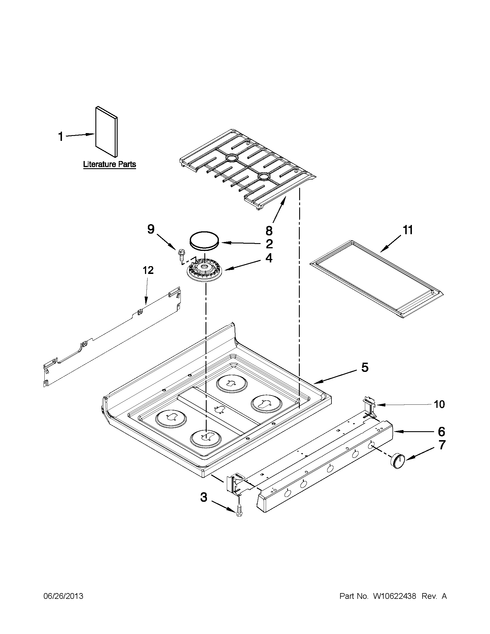 Whirlpool WFG720H0AS1 cooktop parts diagram
