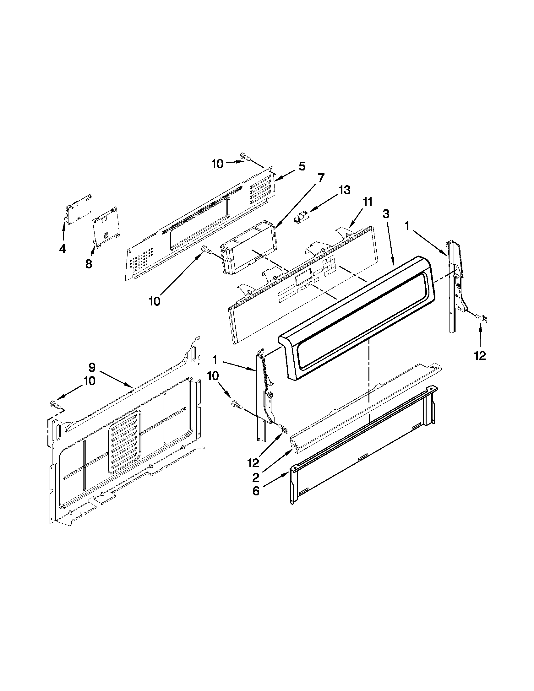 Whirlpool WFG720H0AS1 control panel parts diagram