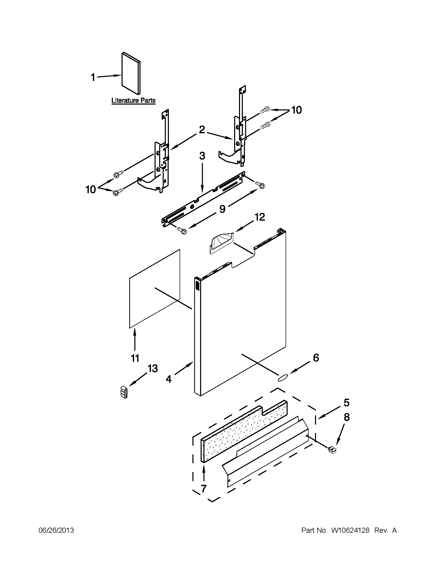 Whirlpool WDF530PSYM6 door and panel parts diagram