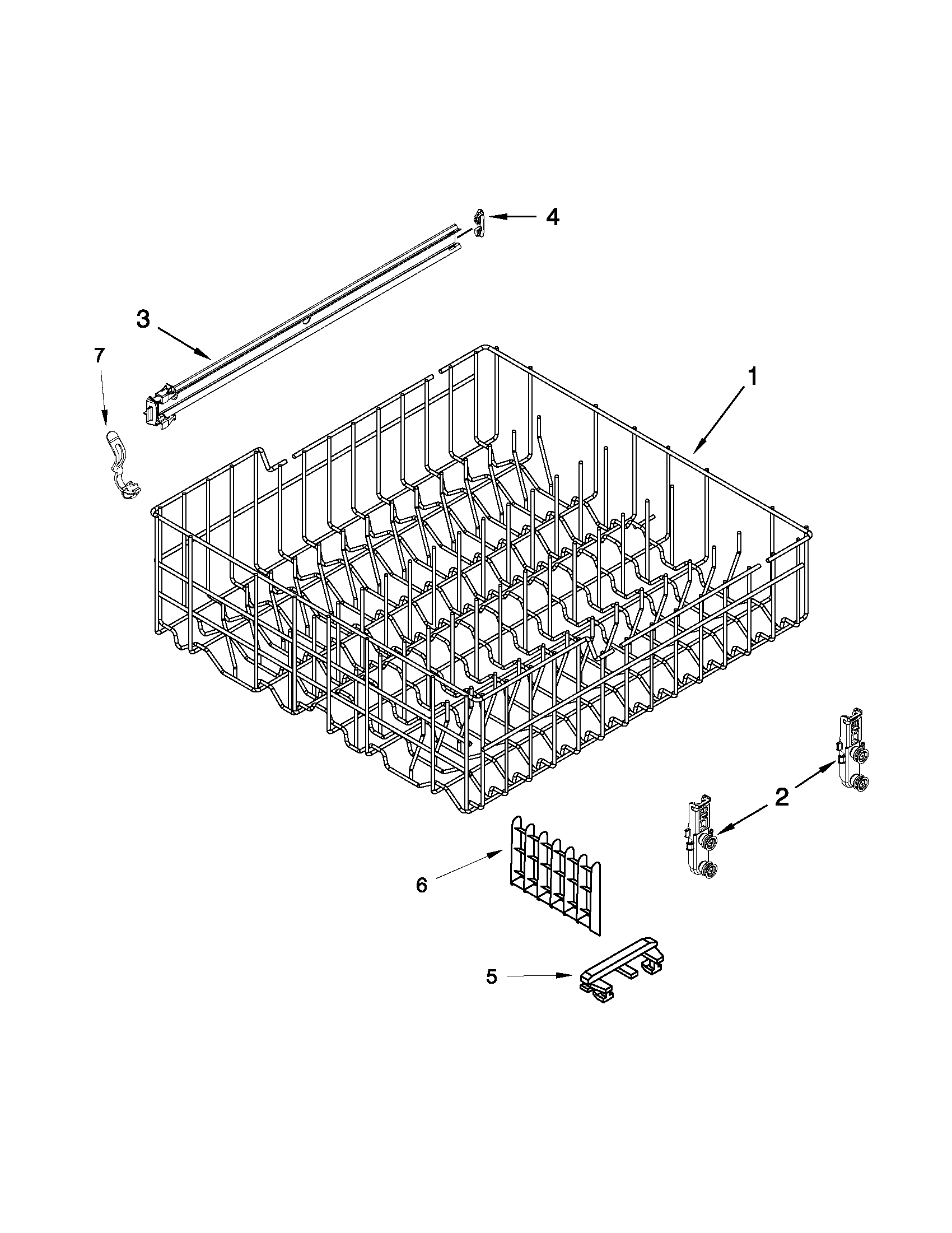 Whirlpool WDF530PSYM6 upper rack and track parts diagram