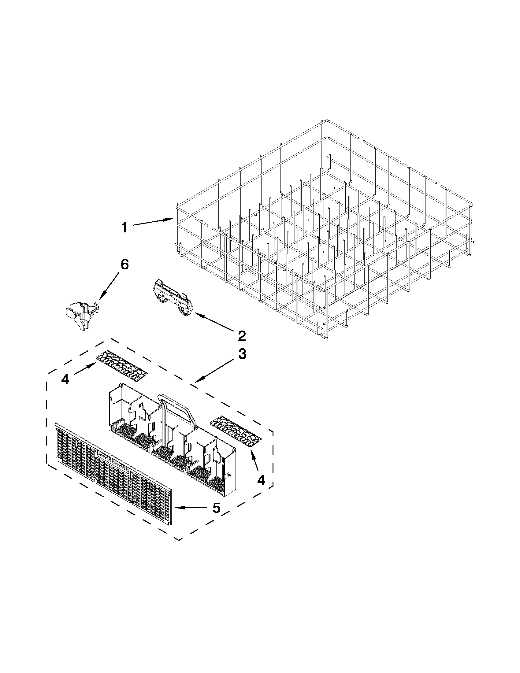 Whirlpool WDF530PSYM6 lower rack parts diagram