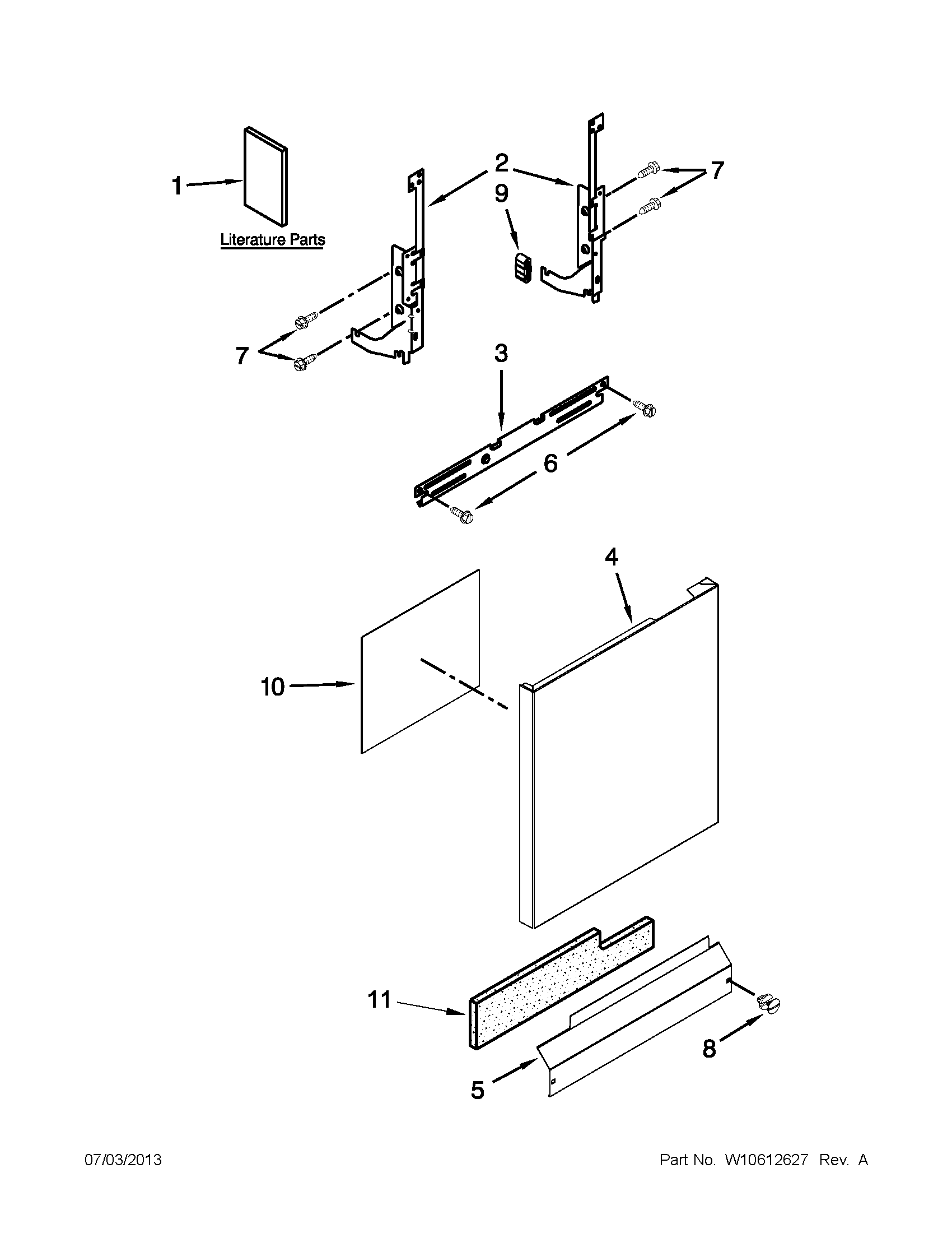 Maytag MDB4409PAW2 door and panel parts diagram