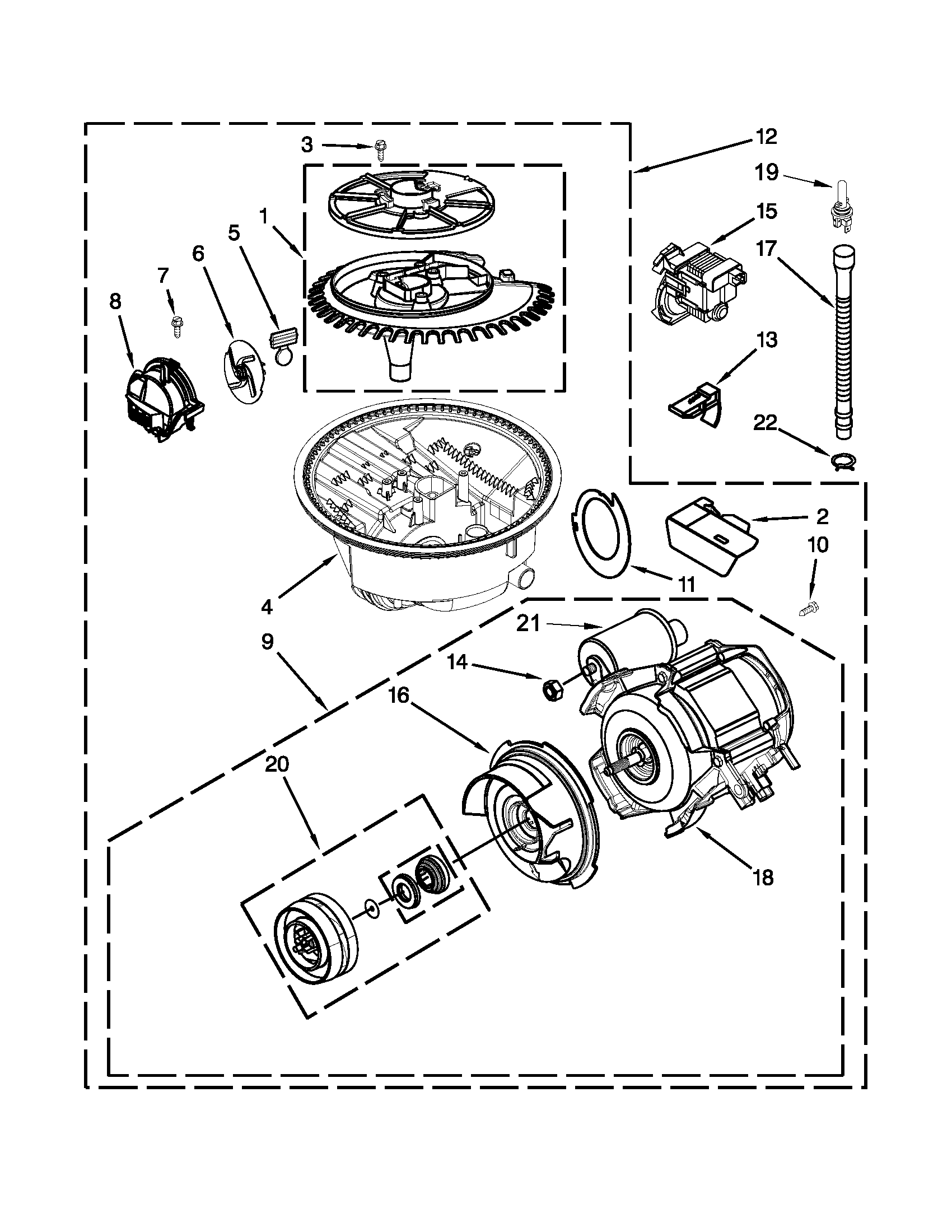 Maytag MDB4409PAW2 pump and motor parts diagram